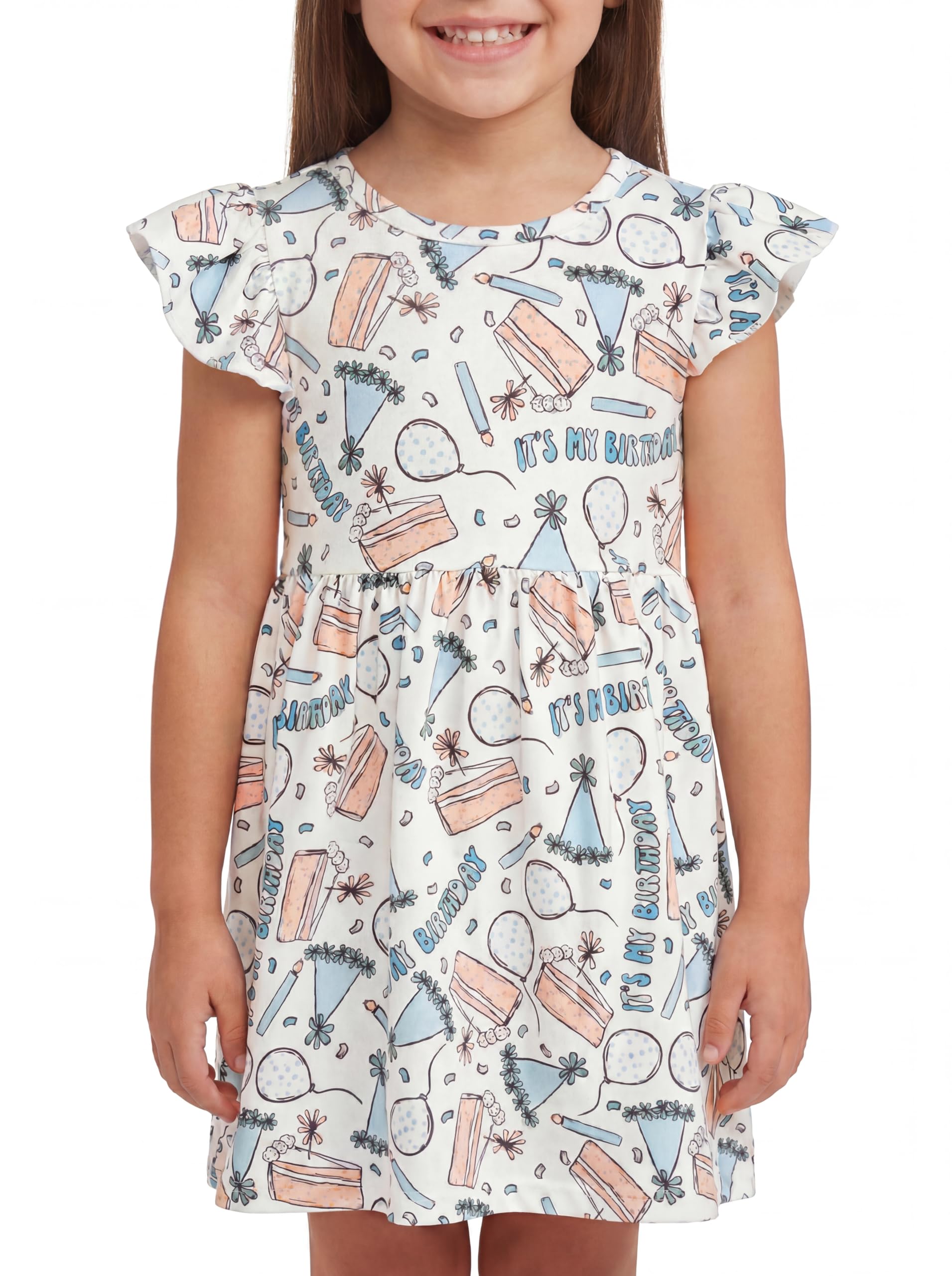 Unique Baby Girls' Short Sleeve Everyday Printed Dresses for Kid and Toddler, Sizes 2T-12Y