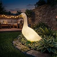 Vista 6 de Union Products - Estatua de césped y jardín de ganso salvaje, 23 pulgadas de alto, color blanco, arte iluminado para exteriores para patio, patio