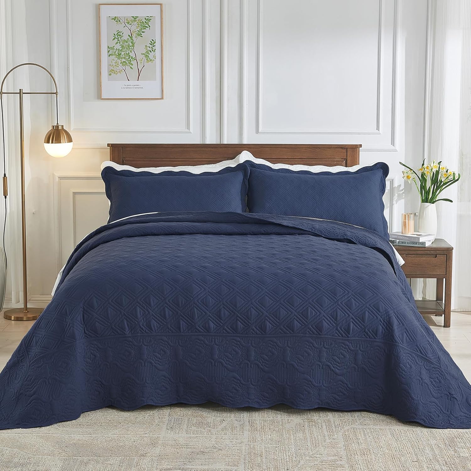 california king bedspread set oversized king bedspreads 128x120 inches cal king quilt set lightweight coverlet with shams grid & damask quilted bedspread california king size for all season navy blue california king