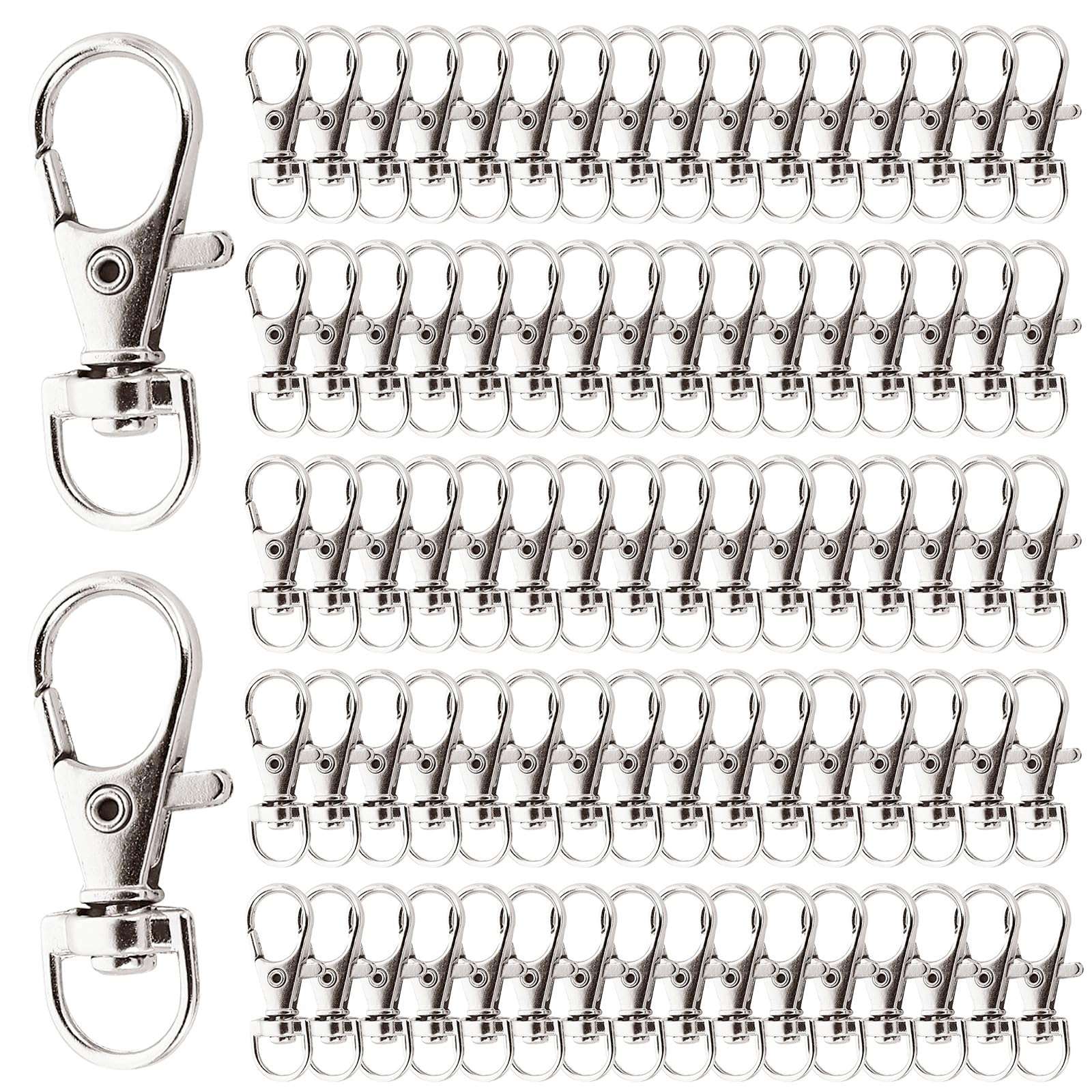 Ganchos De Metal Giratorio 25-200Pcs Swivel Lobster Clasp Snap Hooks Stainless Steel Key Ring D Hook For Keychains Jewelry DIY Crafts(100pcs)