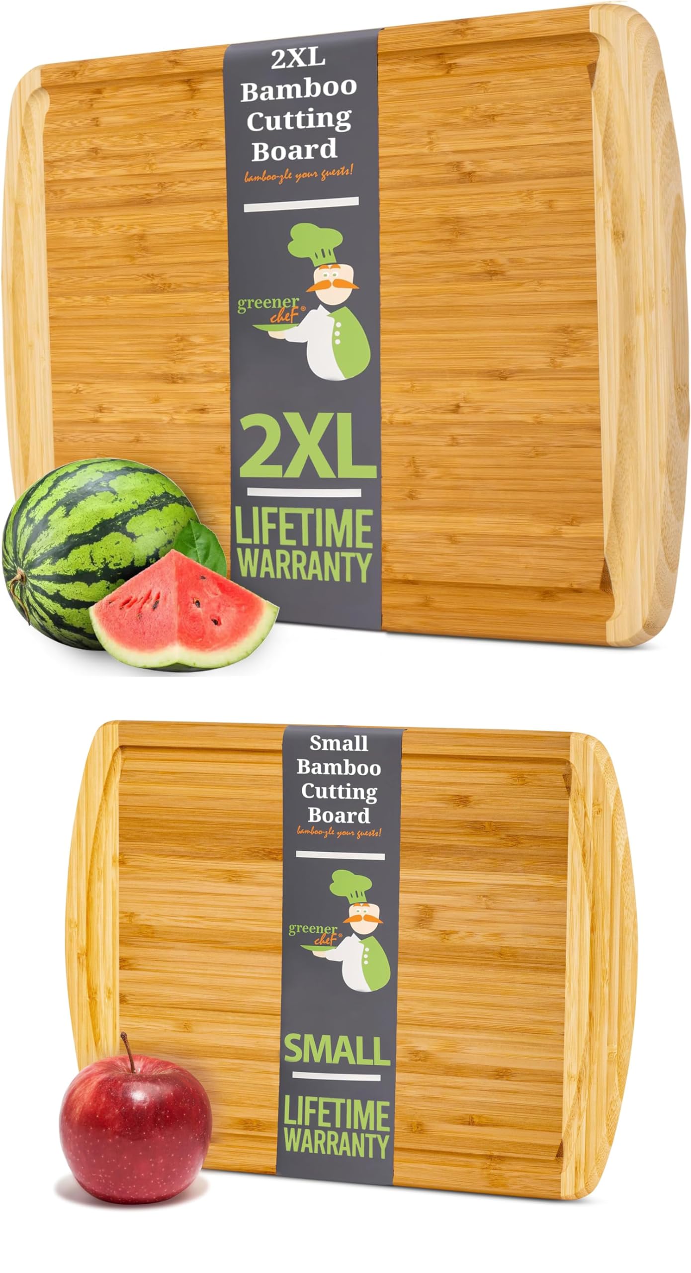 Greener Chef Small Cutting Board for Kitchen - 12 x 9 Inches and 2XL Wood Cutting Board : 24x18 Inches
