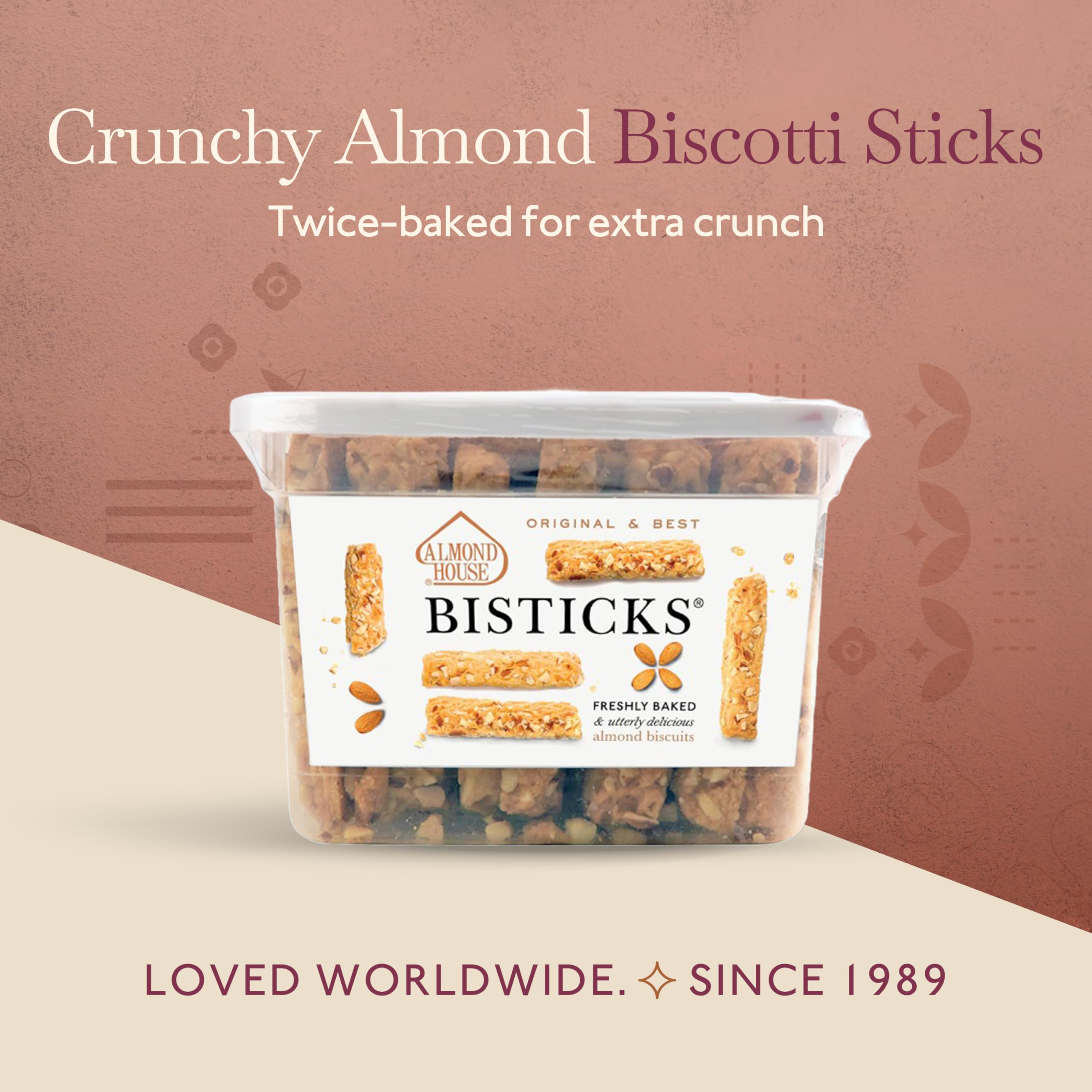 Almond House Bisticks- Signature Cookies | 100% Vegetarian, Low Sugar | Almond Biscotti | Almond Fingers | Biscuit sticks | Tea Time Snack | Ideal for Gifting | Ready To Eat | Pack of 500gm 2