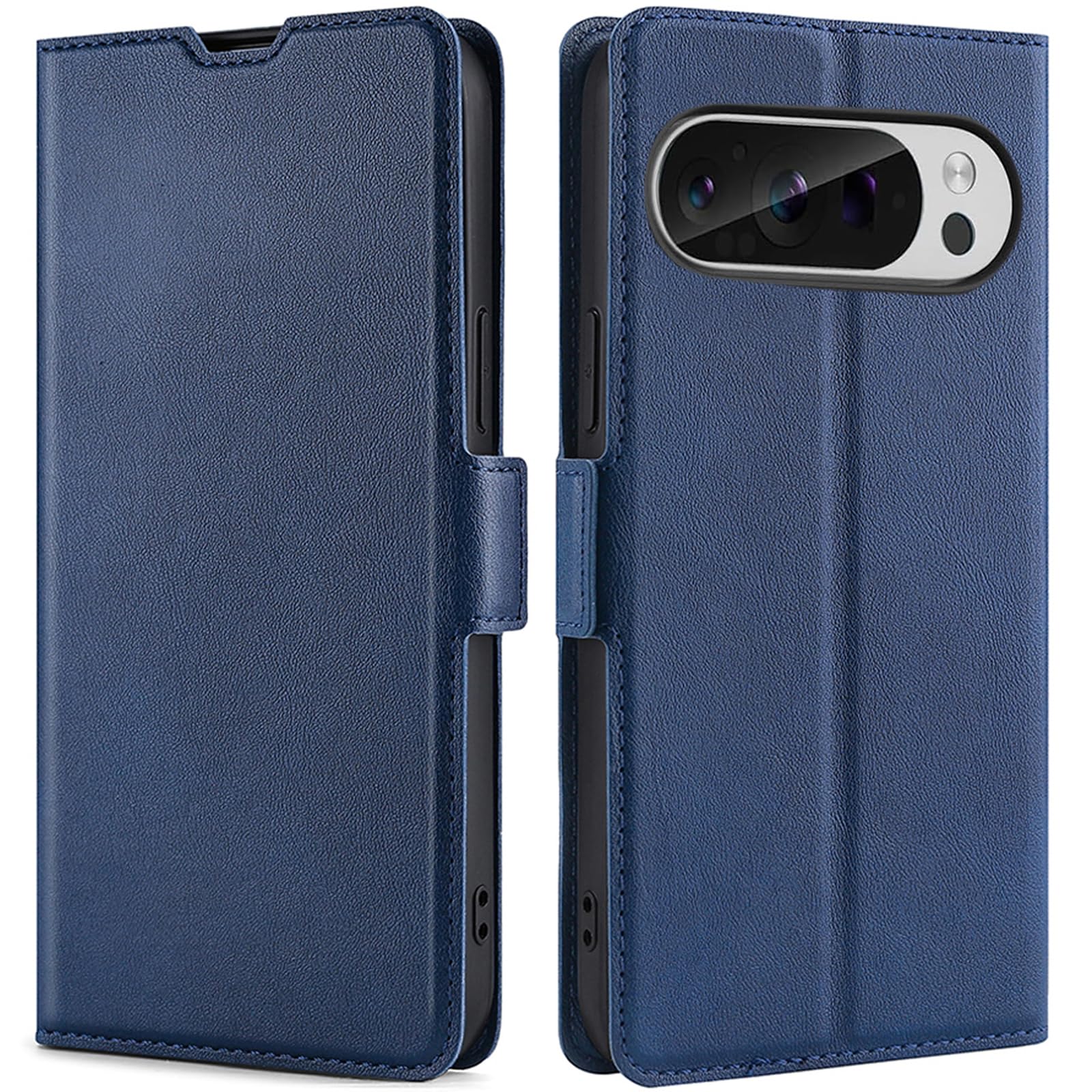 BonwFzin 適用 Google Pixel 10 / Pixel 10 Pro ケース 手帳型 薄型 軽い グーグル ピクセル 10 プロ カバー 手帳 Pixel10 スマホケース ピクセル10 携帯カバー 軽量 薄い 炭素繊維調 PU レザー マグネット 耐衝撃 カード入れ スタンド ネイビー