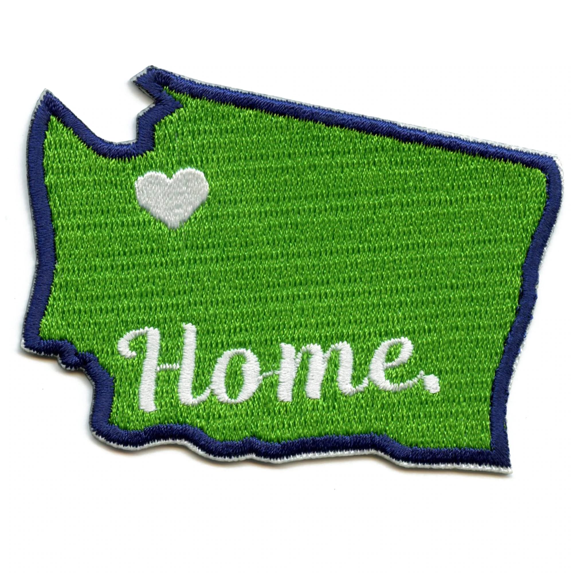 Washington Home State Patch Football Parody Embroidered Iron On - Navy/Green