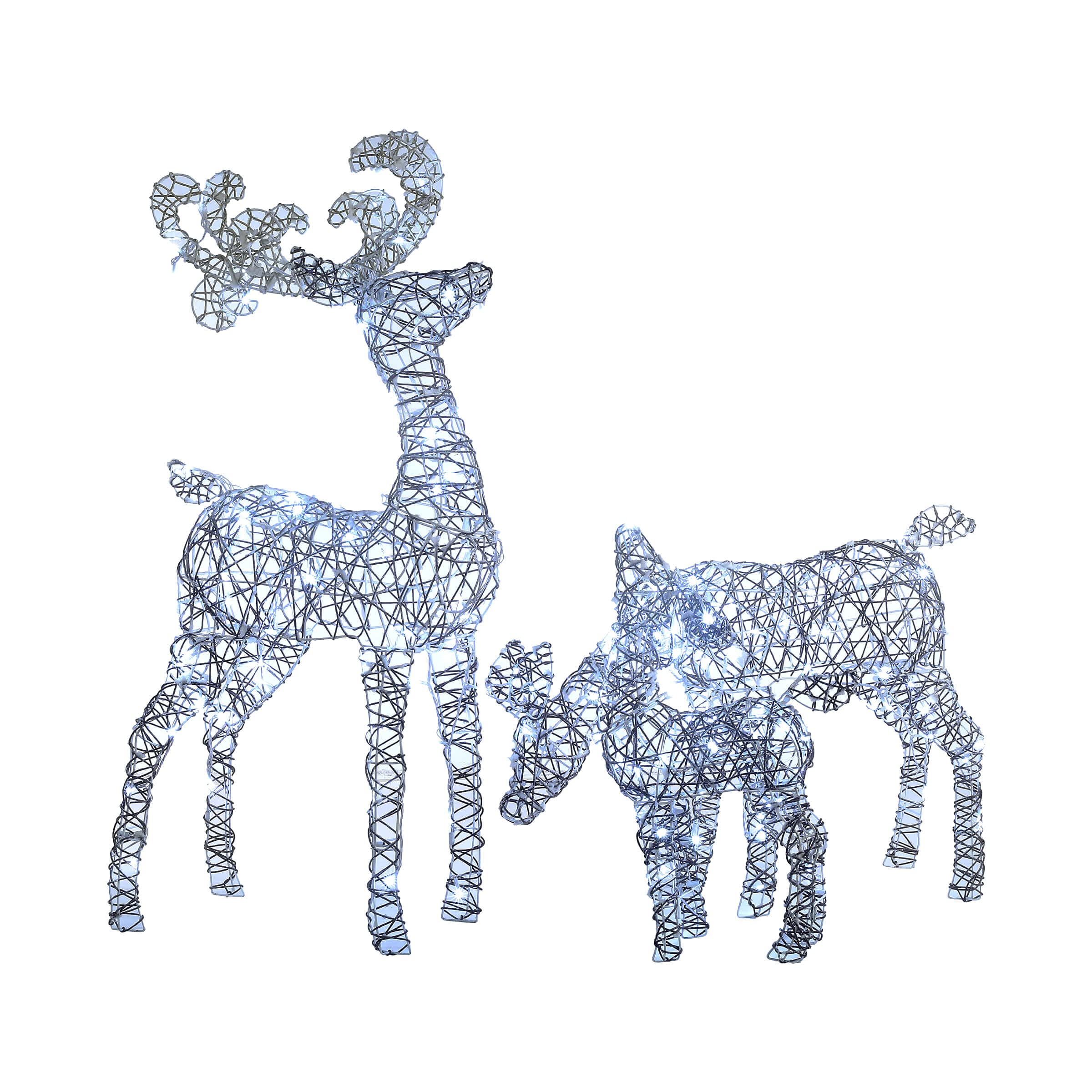 Kuopociaga Christmas LED Lighted Deer Family Set of 3 Reindeers, Large