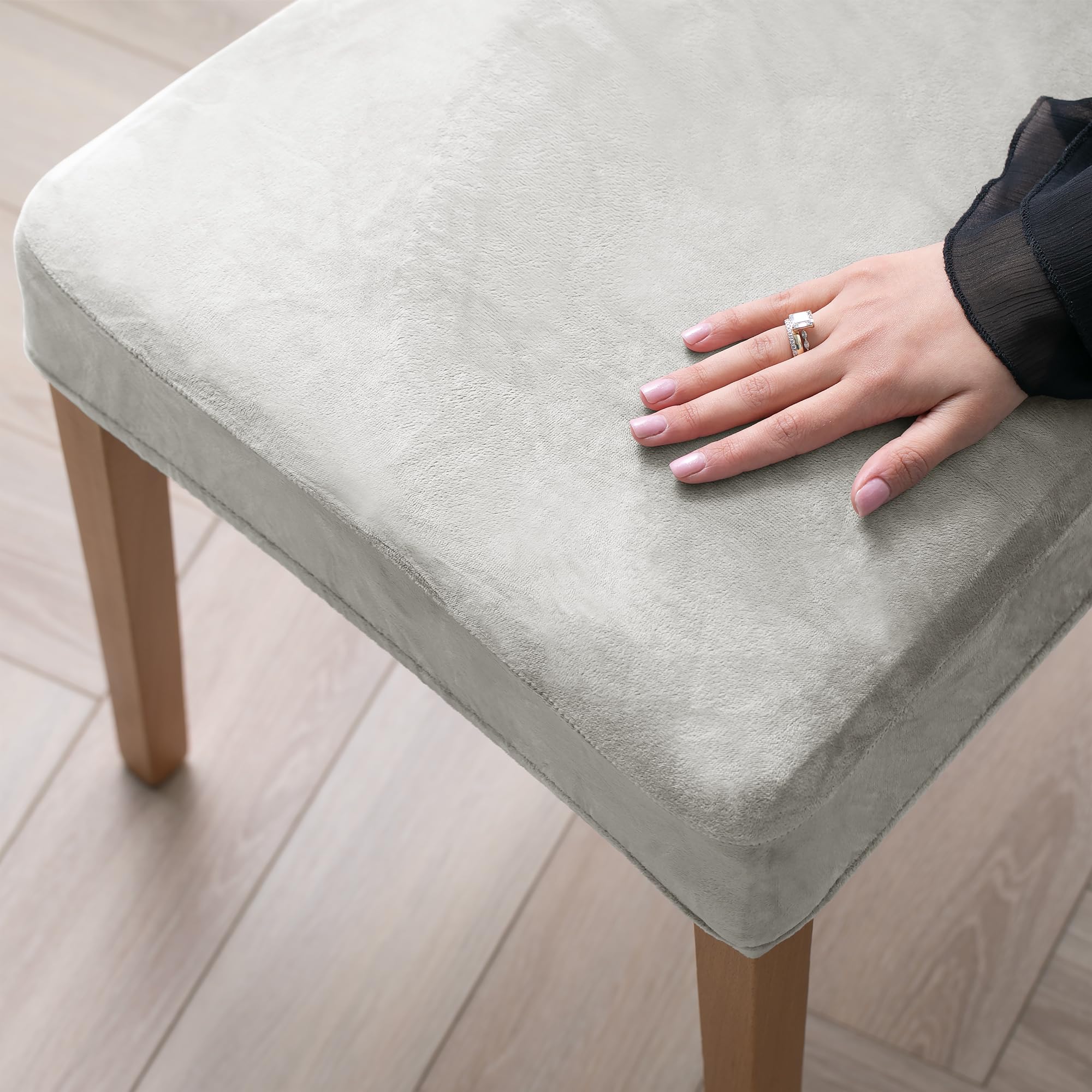 RESTILO Set van 6 afneembare en wasbare stretch stoelhoezen voor eetkamer, keuken, restaurant, hotel, banket, bruiloft, feest, Sento, crème