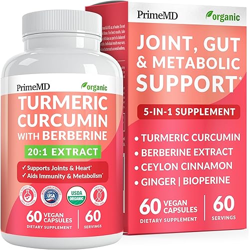 Miniatura 12 de Suplemento orgánico de cúrcuma y curcumina 5 en 1 (4210 mg) con berberina, canela de Ceilán, BioPerine y suplementos de jengibre para el apoyo de