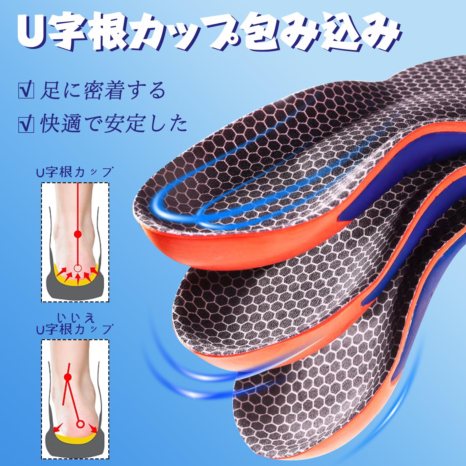 Amazon.co.jp: Kozzim スポーツインソール 衝撃吸収 立ち仕事 中敷き