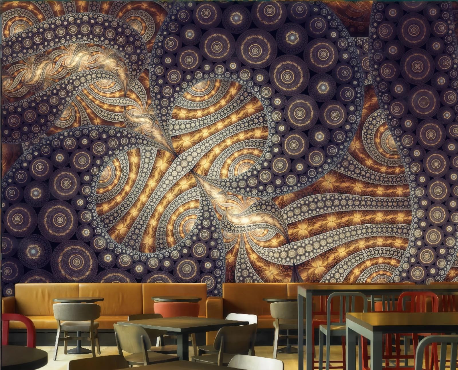 rskjdghshd Wallpaper Retro Embossed Pattern Cool Lights Nightclub Hotel Bar Club Western Restaurant Background Wall Mural Afternoon Tea Coffee Shop Wallpaper,3D,250x175cm