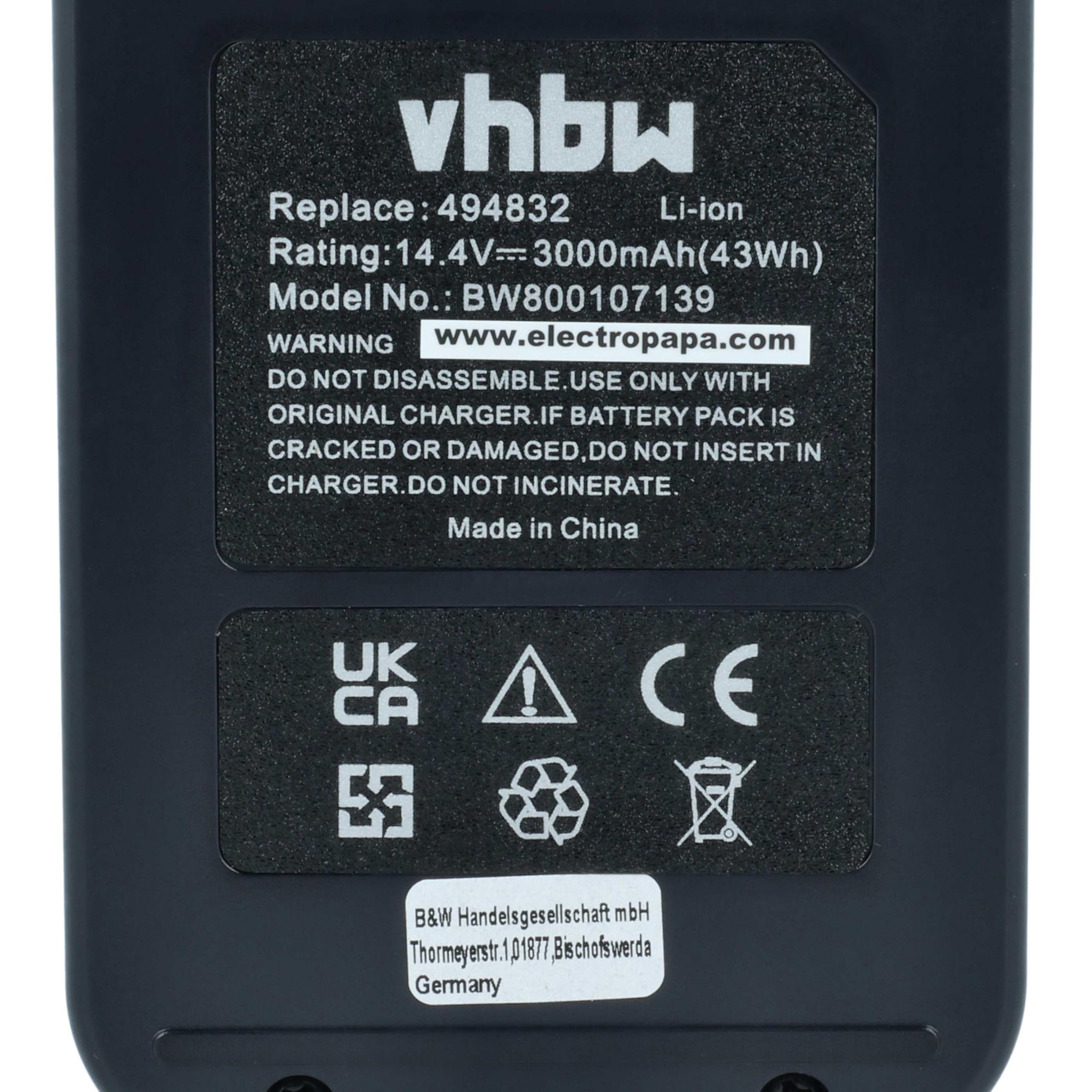 vhbw Batterie Remplacement pour Festo Festool BPS 15