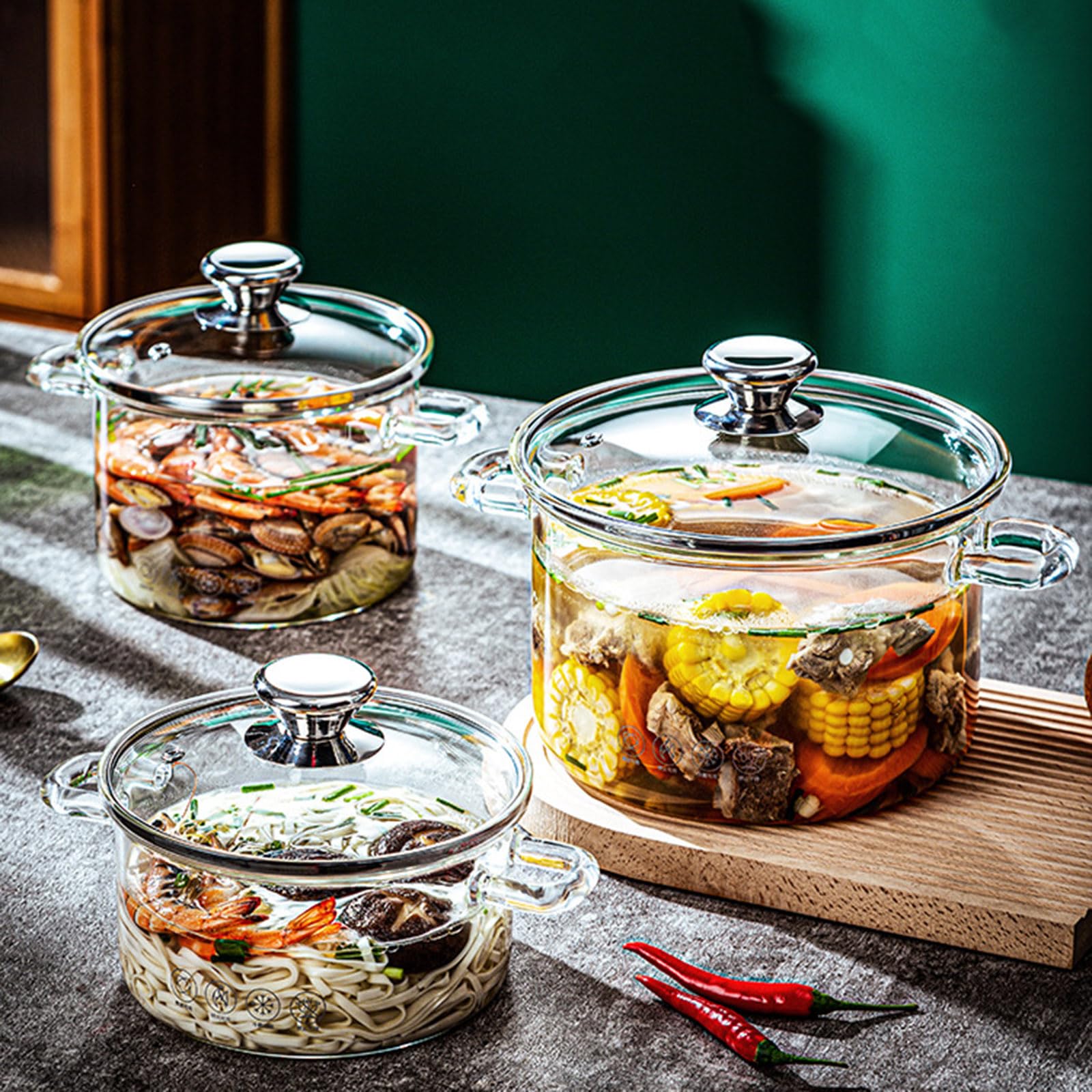 Ceramiczny garnek do gotowania, wysokogatunkowy garnek borokrzemowy z pokrywką, odporny na wysokie temperatury parowar do potraw z zupą i makaronem, wszechstronne naczynia kuchenne do użytku na płycie
