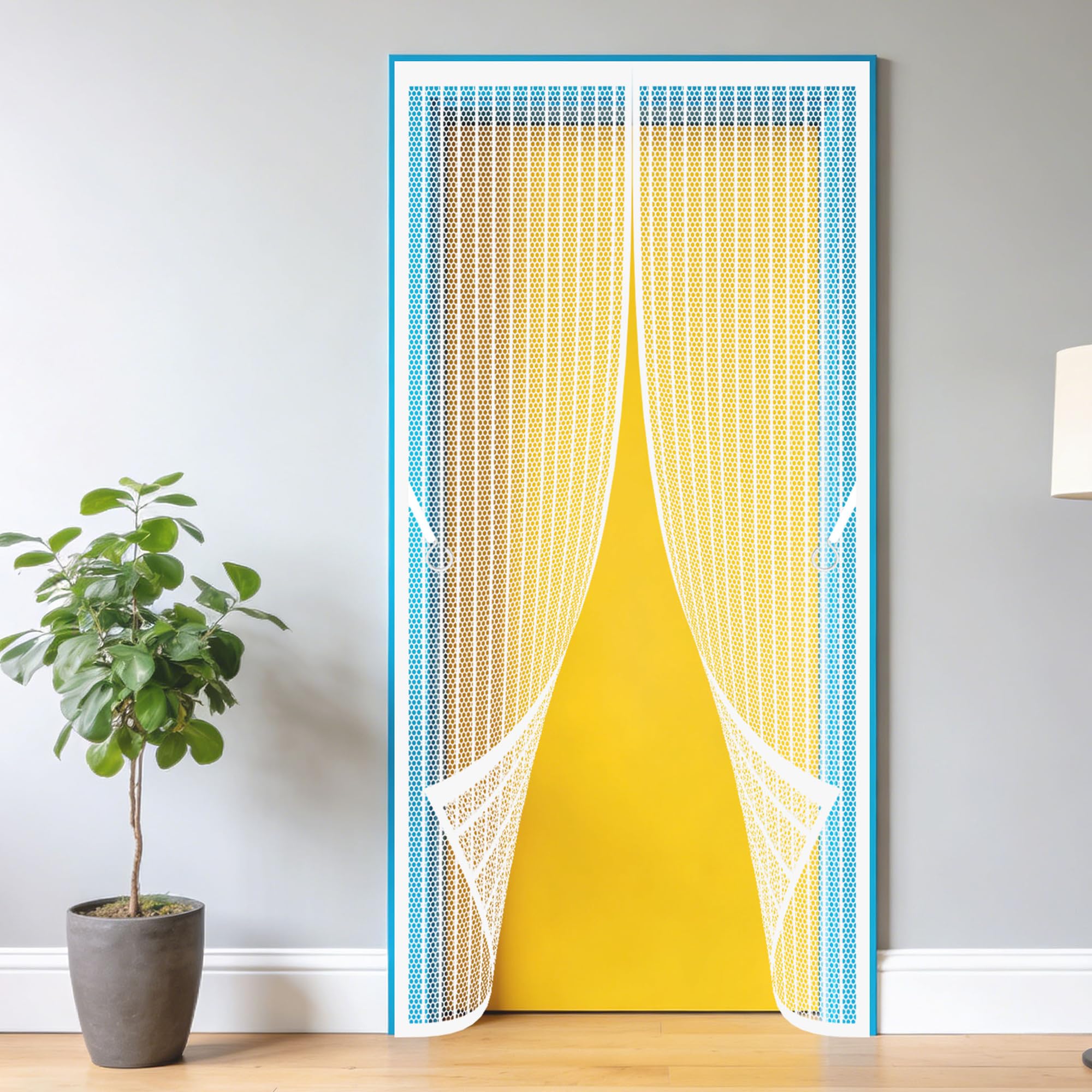 Fly Screen for Doors 78 x 253 cm Self Sealing, Hands Free Polyester Magnetic Door Fly Screen Curtain Keeps Flies Mosquitoes Out for Living Room, Bedroom, Patio, White