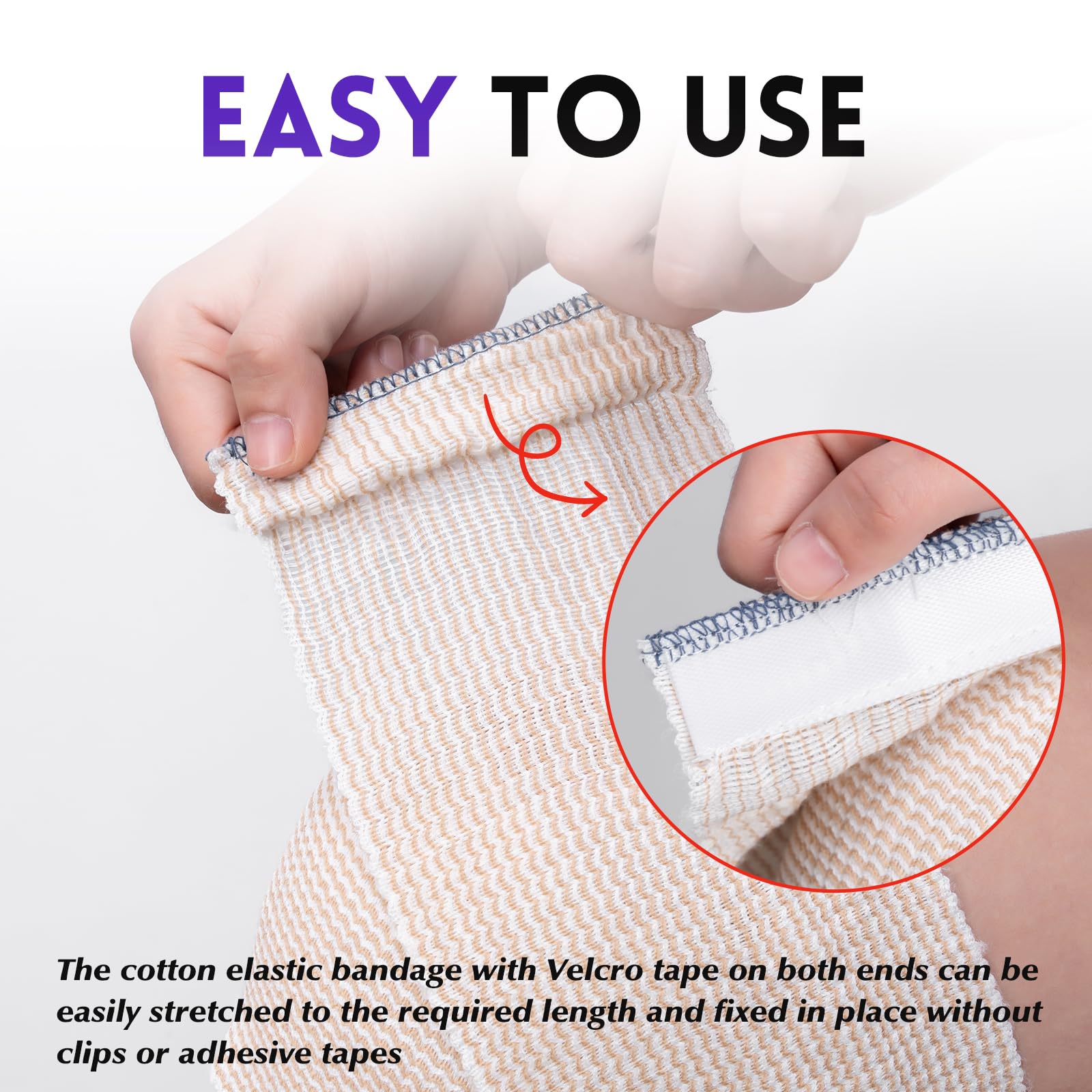 4Inch Elastic Bandage Wrap, Athletic Tape, Compression Wrap Bandage for Legs, Lymphedema Wraps for Legs, Ankle, Knee, Tummy, Body, Latex-Free, 6Rolls — Amazon image 3