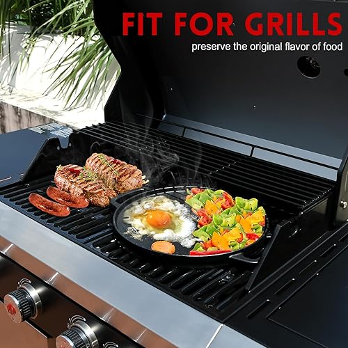 Miniatura 6 de GGC Plancha reversible de hierro fundido, sartén de 12 pulgadas para estufas, parrillas de gas y cocina al aire libre, placa de plancha de doble