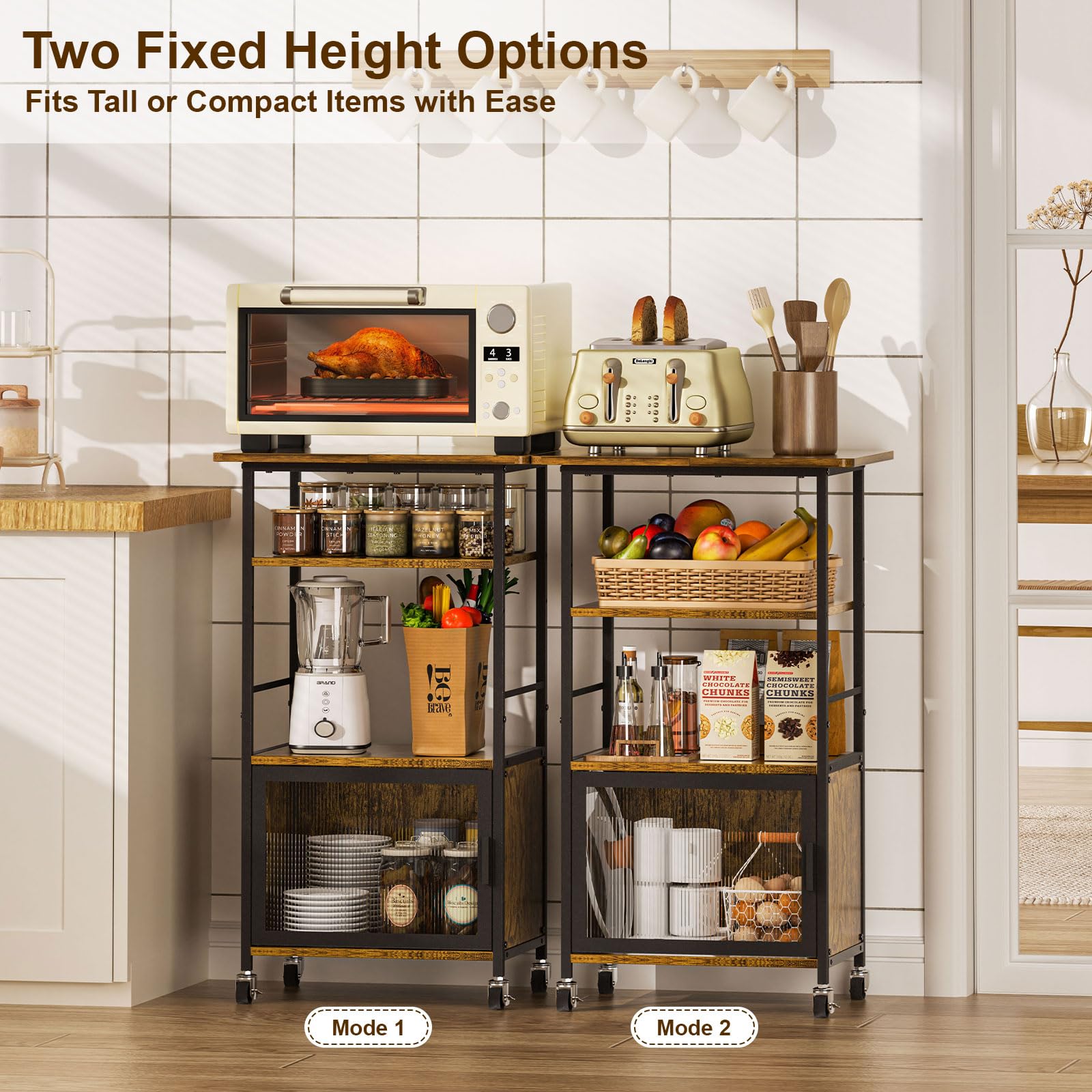 Microwave Cart Bliesosfud Kitchen With Single Door Cabinet,4 Tier