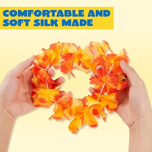 Miniatura 2 de JOYIN Juguete de 24 unidades de leis hawaianos a granel, flor tropical Lei hawaiana Lei playa Hawaii Luau recuerdos de fiesta decoración suministros