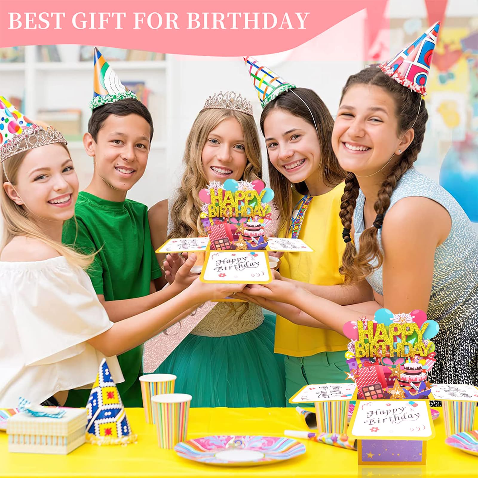 Fanshiontide Carte D'anniversaire 3D Pop-up Avec Enveloppe, Ballon Happy Birthday Carte D'anniversaire Pour Enfants, Femme, Mère, Famille Ou Amis