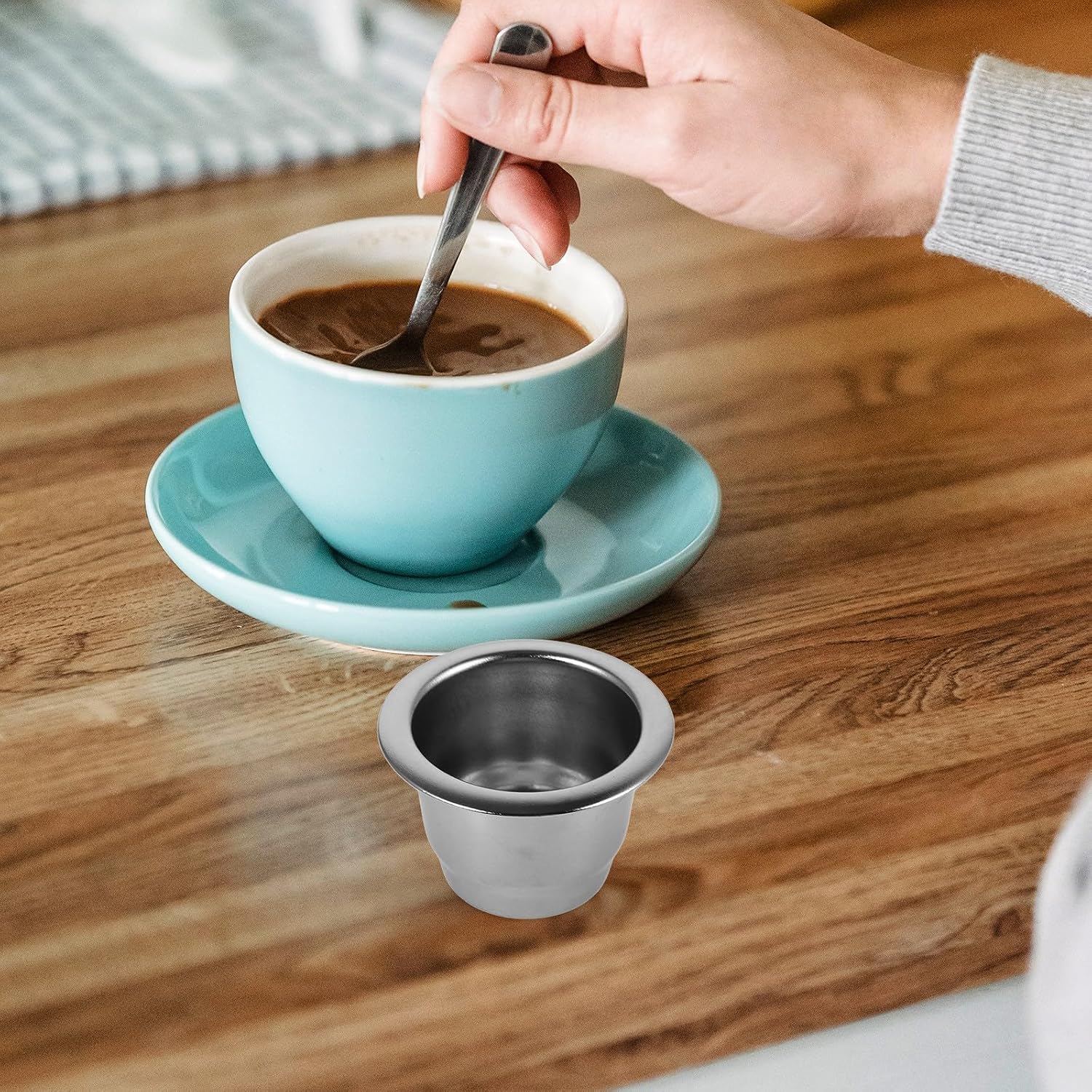 Reusable Stainless Steel Coffee Pod Maintains Freshness with Aluminum Foil Seal Lids and Sleek Design, for Espresso Machines and Daily Coffee Brewing image 5