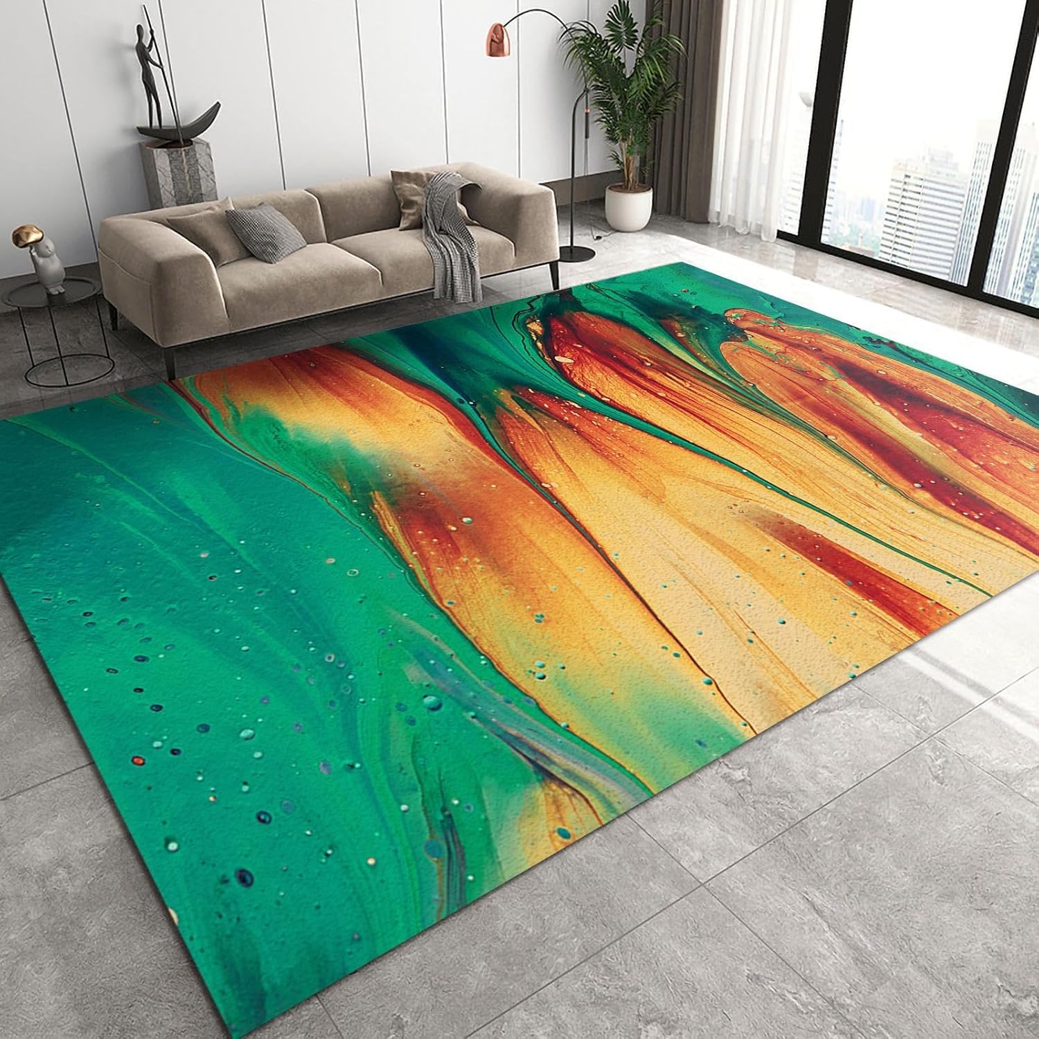 Tapis de salon abstrait 3D pour chambre d'ado et garçon moderne