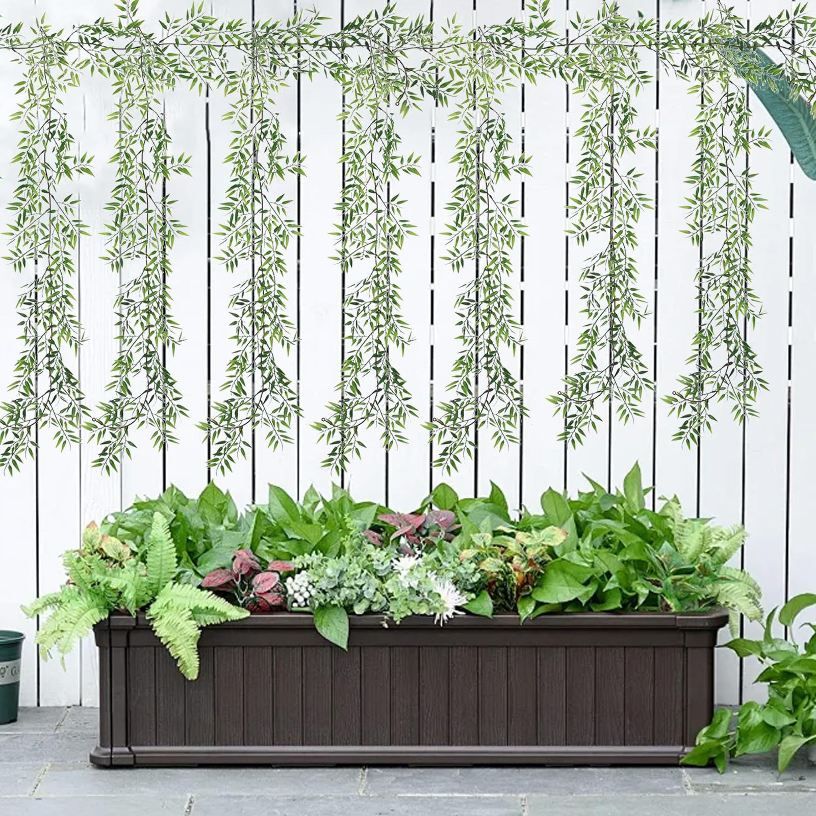 Amazon.de: FOSDICK 2 Stck Hngepflanze Knstlich Bambus Bltter 180cm,  Kunstpflanze Hngend Knstliche Hngepflanzen Knstliche Pflanzen PVC Bambus  Pflanze Knstlich Girlande fr Indoor Outdoor Hochzeit