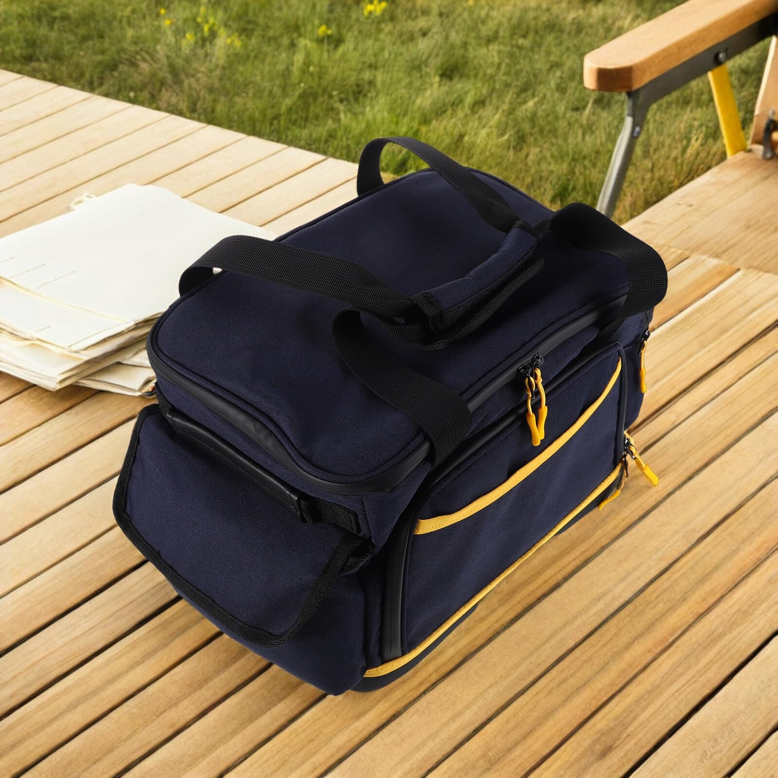 SUPVOX Bolsa Organizadora para Equipo Eléctrico de Camping M Azul Oscuro, Estuche Portátil con Asa, Gran Capacidad para Cables y Accesorios Digitales, Adecuado para Viajes al Aire Libre