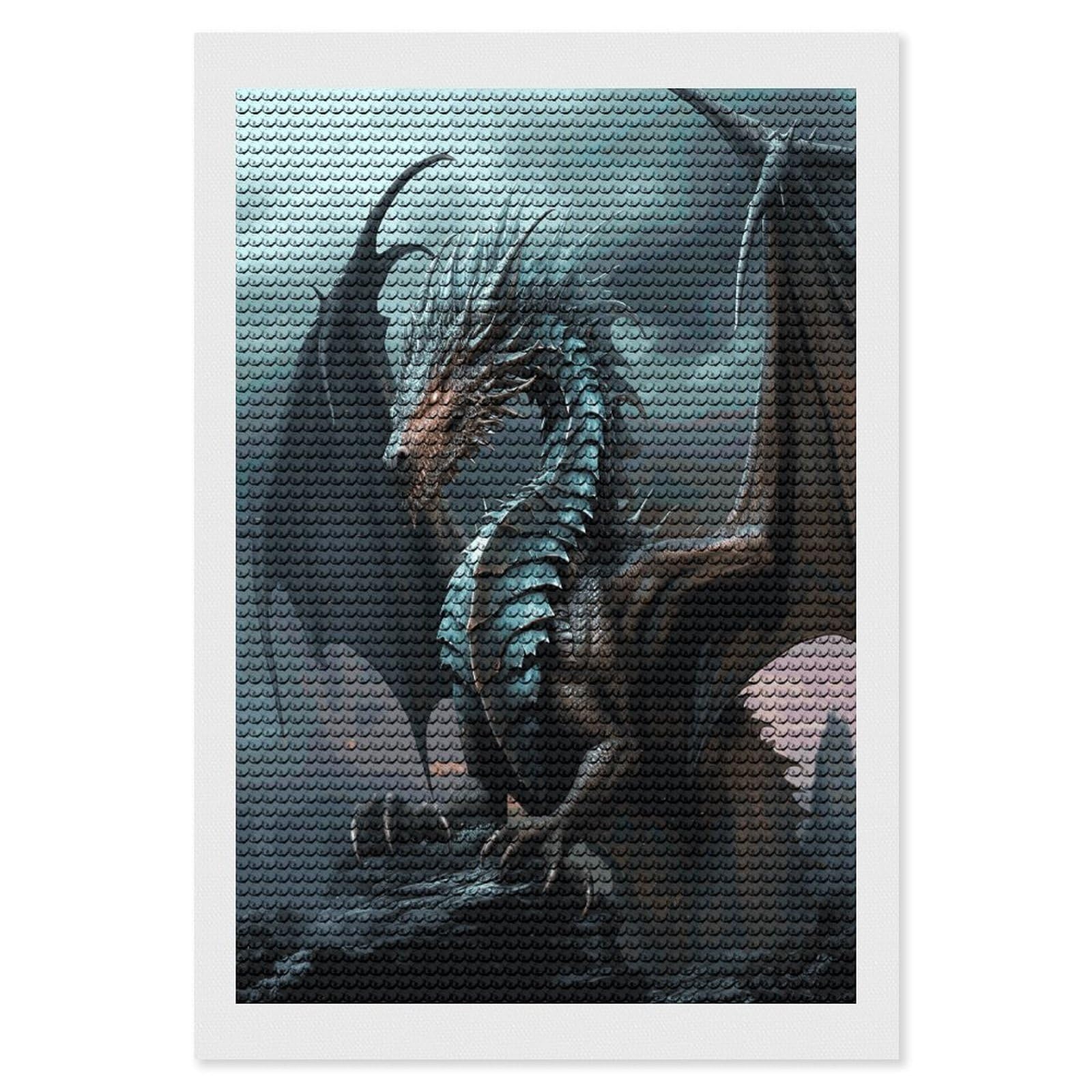 Cool Dragon Diamond Art Kits for Adult Round Full Drill Diamond Dots Paintings for Beginner Picture Art DIY Diamond Painting Kits 5D Diamond Art Painting for Home Wall Decor 8"x12"