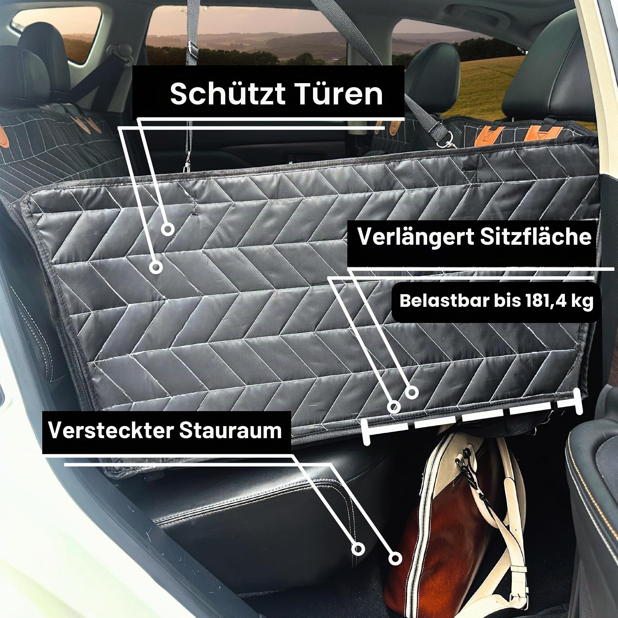 Boops & Floofs Umwandelbare Rücksitzverlängerung für Hunde, Auto, Autositz