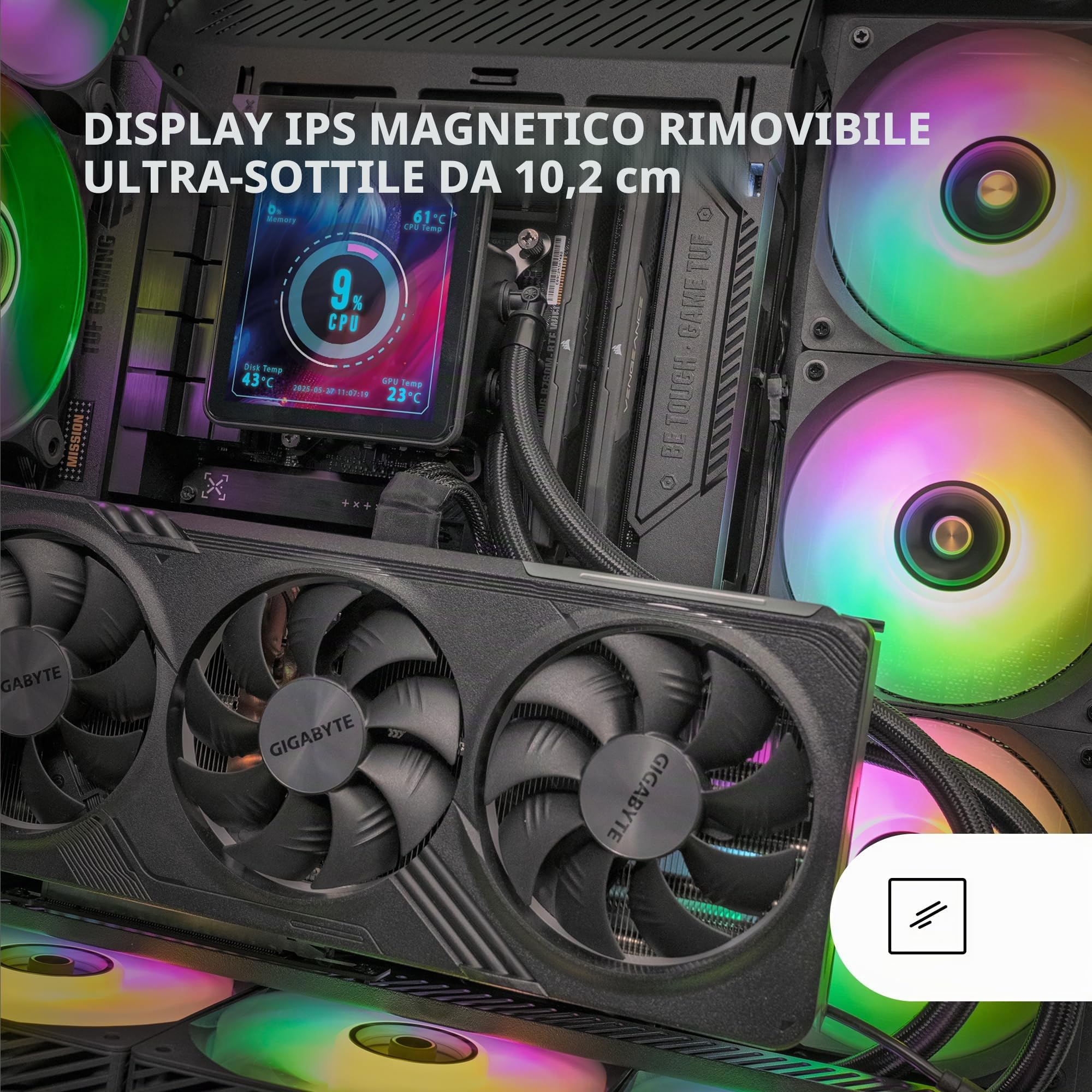 Mars Gaming ML-VISIONPRO360, Raffreddamento a Liquido AIO, TDP 600W, 3x Ventole ARGB 120mm FDB con Nucleo in Rame e Alluminio, Schermo LCD IPS 4” Rimovibile, Opti-Chamber 3a Generazione, Nero