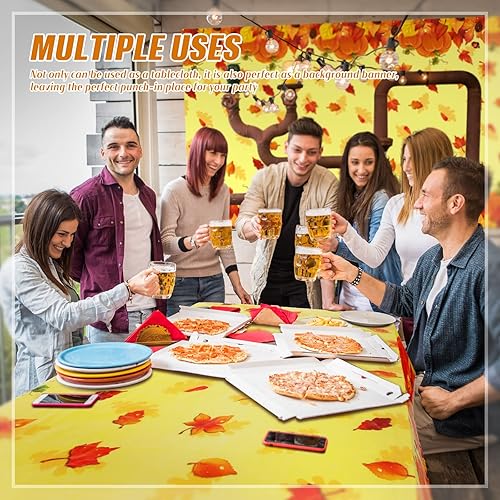 Miniatura 7 de 8 piezas de mantel de otoño de Acción de Gracias, hojas de arce, fiesta temática de otoño, calabaza, bayas, desechable, plástico, otoño, Acción de