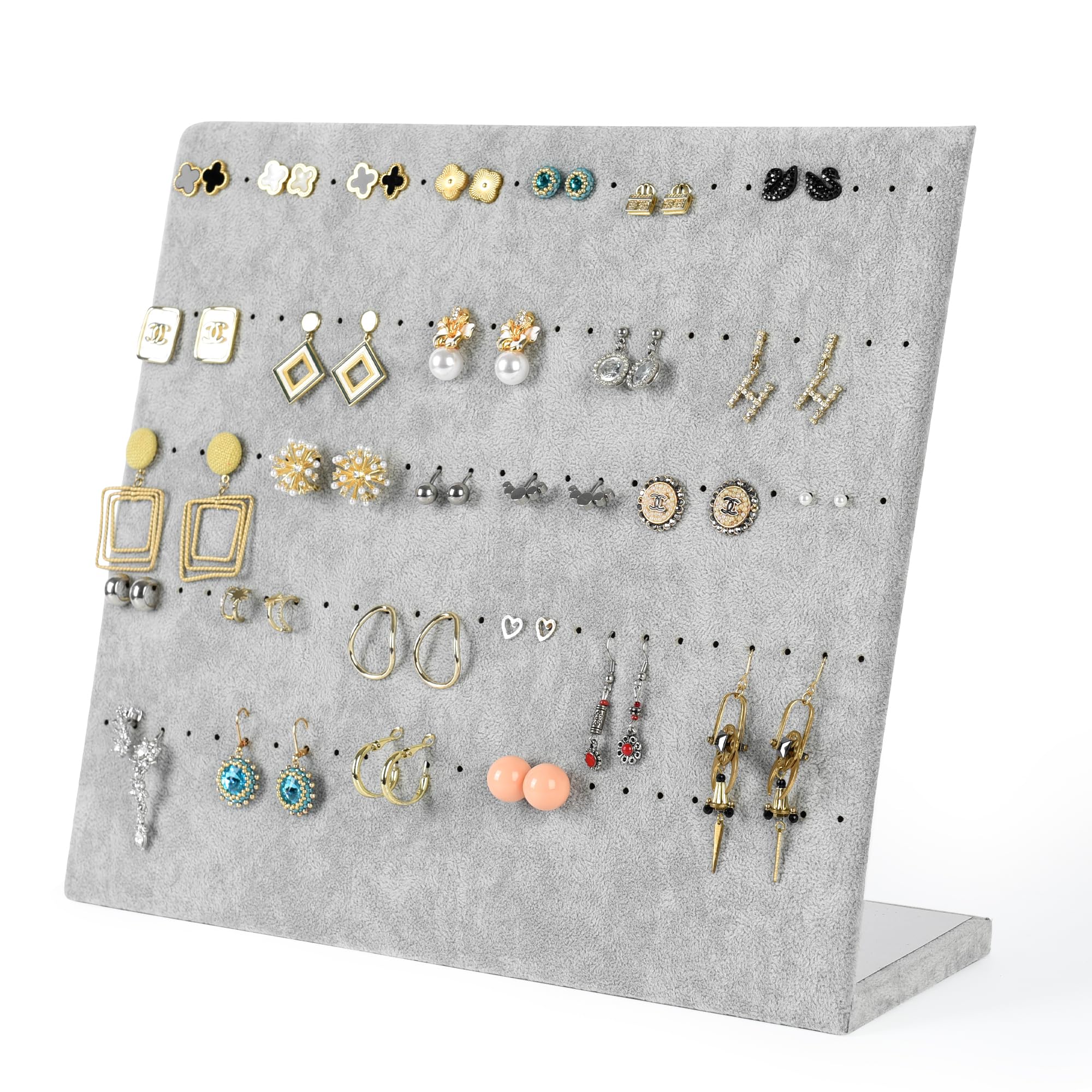 LEXFUNN Velvet Earring Holder Jewellery Display Organizer Ear Stud Stand Holder Tray Pad Showcase Display Stand 60 Pairs