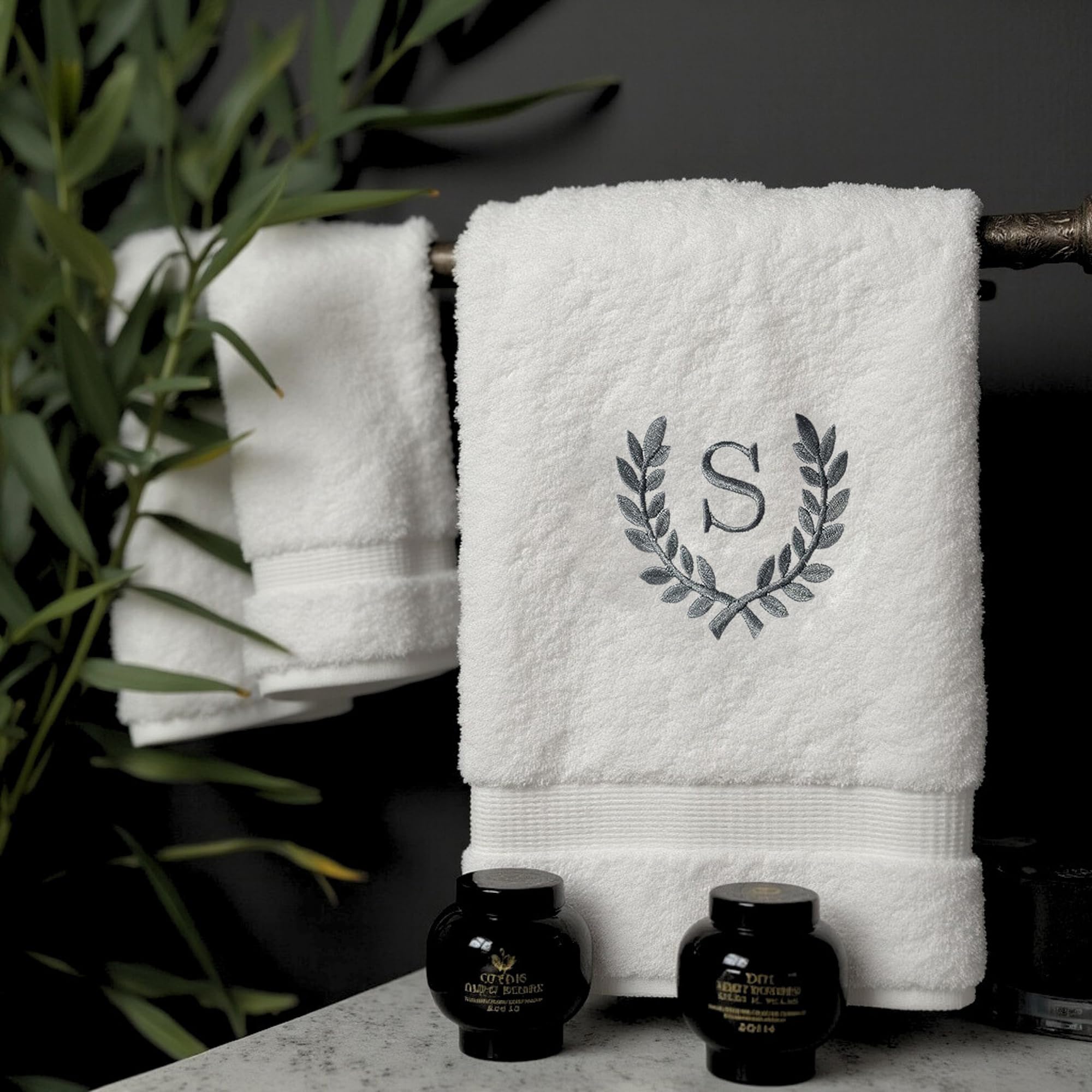 Toallas de mano Monogrammed para baño y cocina | regalo personalizado para bodas y novias | Toalla turca de lujo personalizada | Colección Spa, gran tamaño, 16 x 30 pulgadas, juego de 2