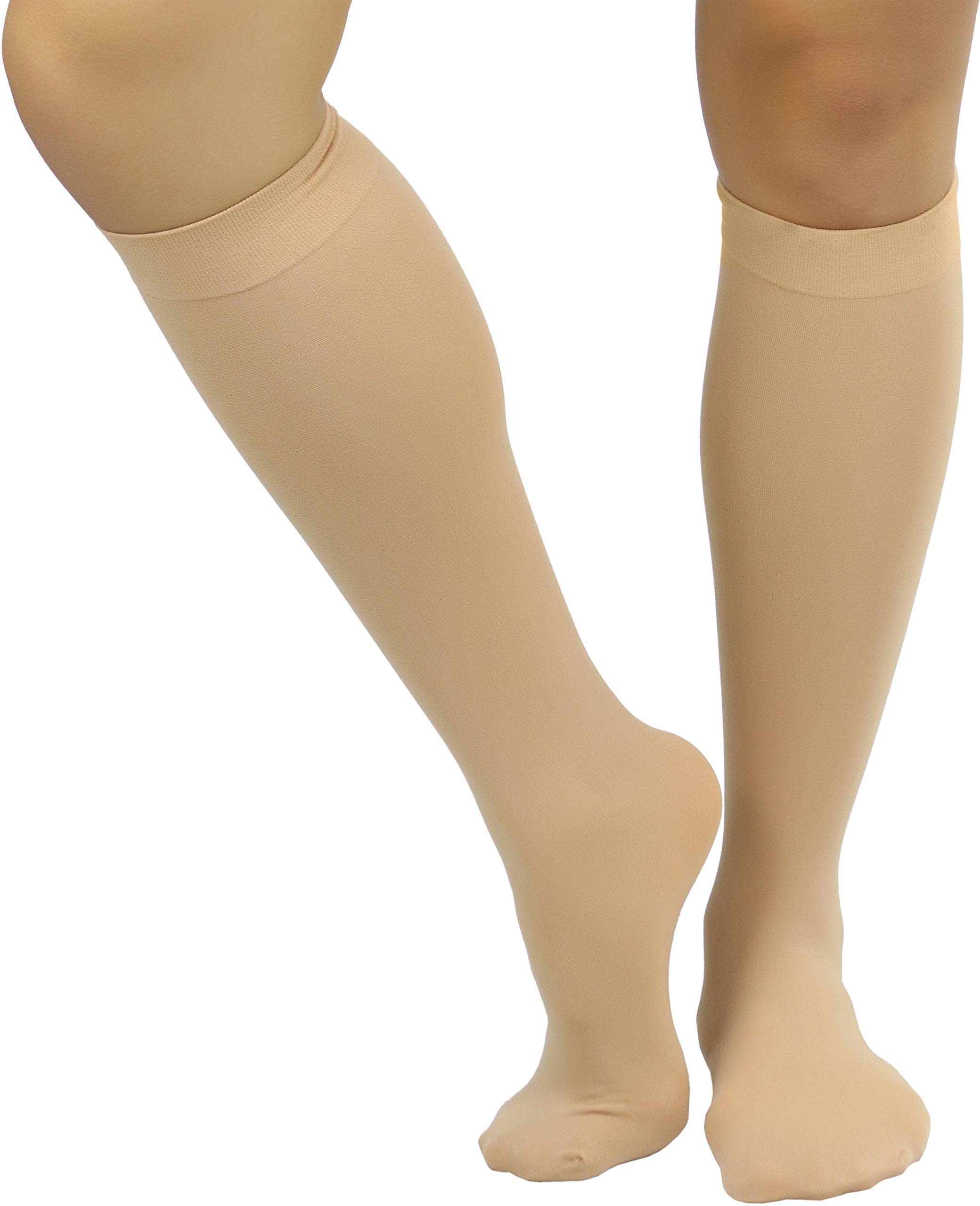 ToBeInStyle Women’s Opaque Knee High Nylon Fashion Socks Solid &amp; w/Front Satin Bow