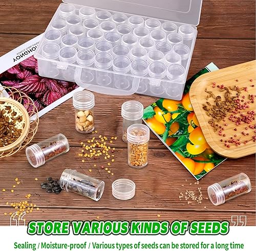 Miniatura 9 de 64 Slots Plastic Seed Storage Box, Seeds Storage Organizer with Label Stickers(seeds not included), Seed Container Storage use for Flower
