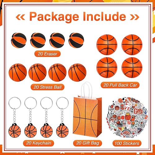 Miniatura 2 de Aoriher Juego de 200 piezas de regalos de fiesta de baloncesto, bolsas de regalo para fiestas deportivas, rellenos de espuma de baloncesto,