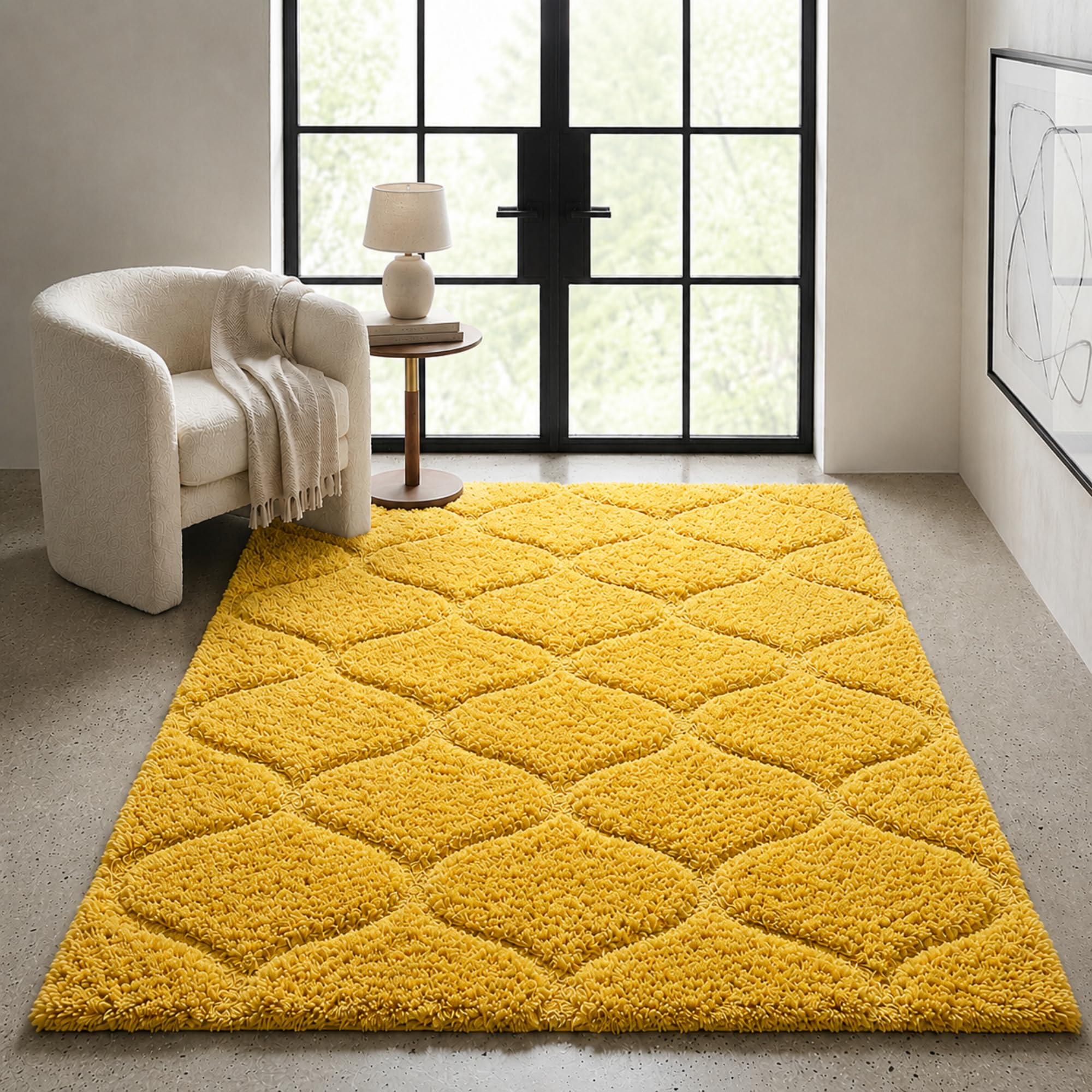 Buy Xenluxe Soft Shaggy Area Rug with Geometric Tufted Pattern