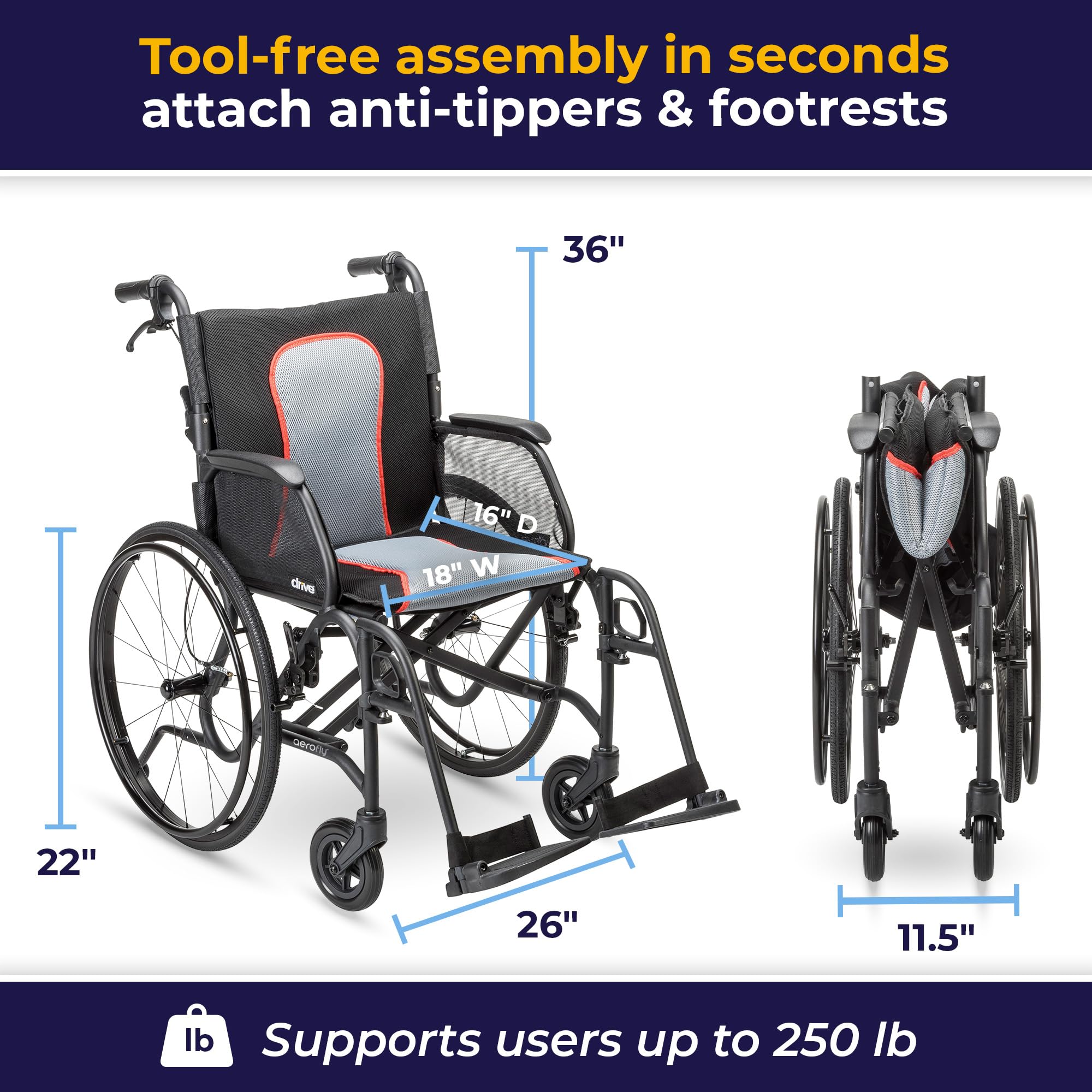 Lightweight AeroFly Wheelchair - Travel Ready! -4