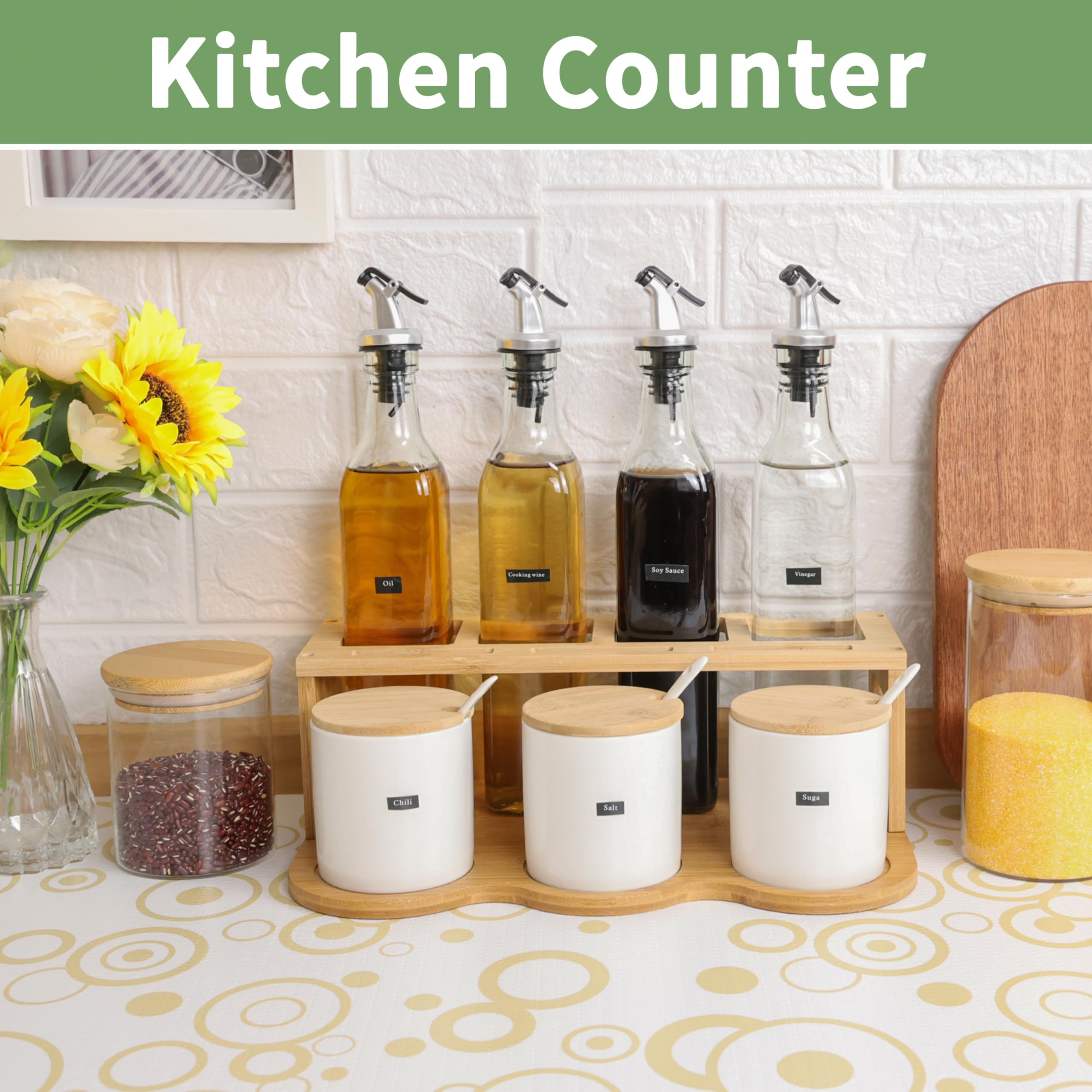 wohomuke Plastic Drawer Lining Material Shelf Liners 51x610cm Strong Grip Non-Slip Shelf Liners for Kitchen cabinets nonstick Lining Drawer Mats PVC Drawer Liner Waterproof (Yellow Circle,51x610cm) - Image 4