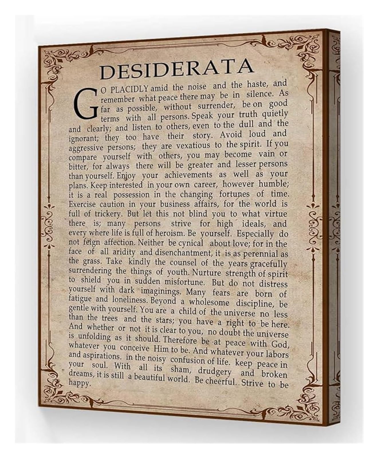 LLBOGRGGN Desiderata Poem Inspirational Quote Vintage Poetry Print Wall-Art Poster for Home Office Study Living Room(Framed,08x12inch(20x30cm))