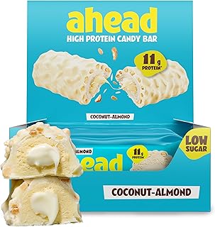 ahead Protein Riegel | Coconut Almond | 14x 45g Extra softer Protein Riegel mit cremigem Kern | Low Carb Eiweißriegel ohne Zuckerzusatz & ohne Palmöl