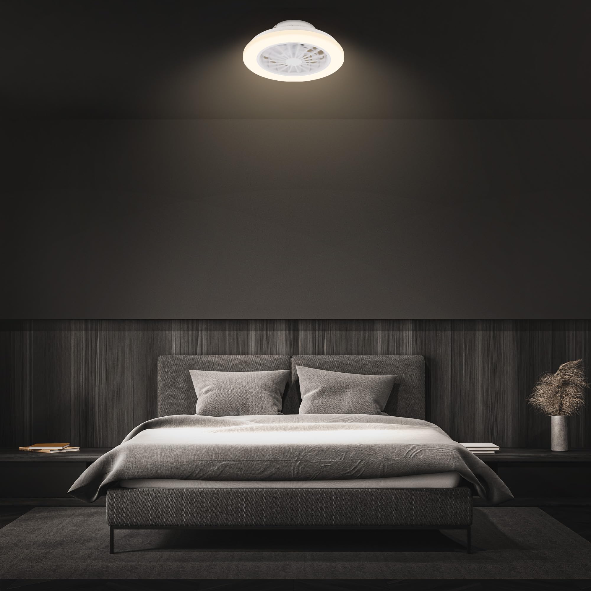 BRILONER - Ventilador de techo con luz LED, mando a distancia, motor DC silencioso con 5 velocidades, CCT y luz regulable, lámpara ventilador techo dormitorio, 38 x 14 cm, blanco