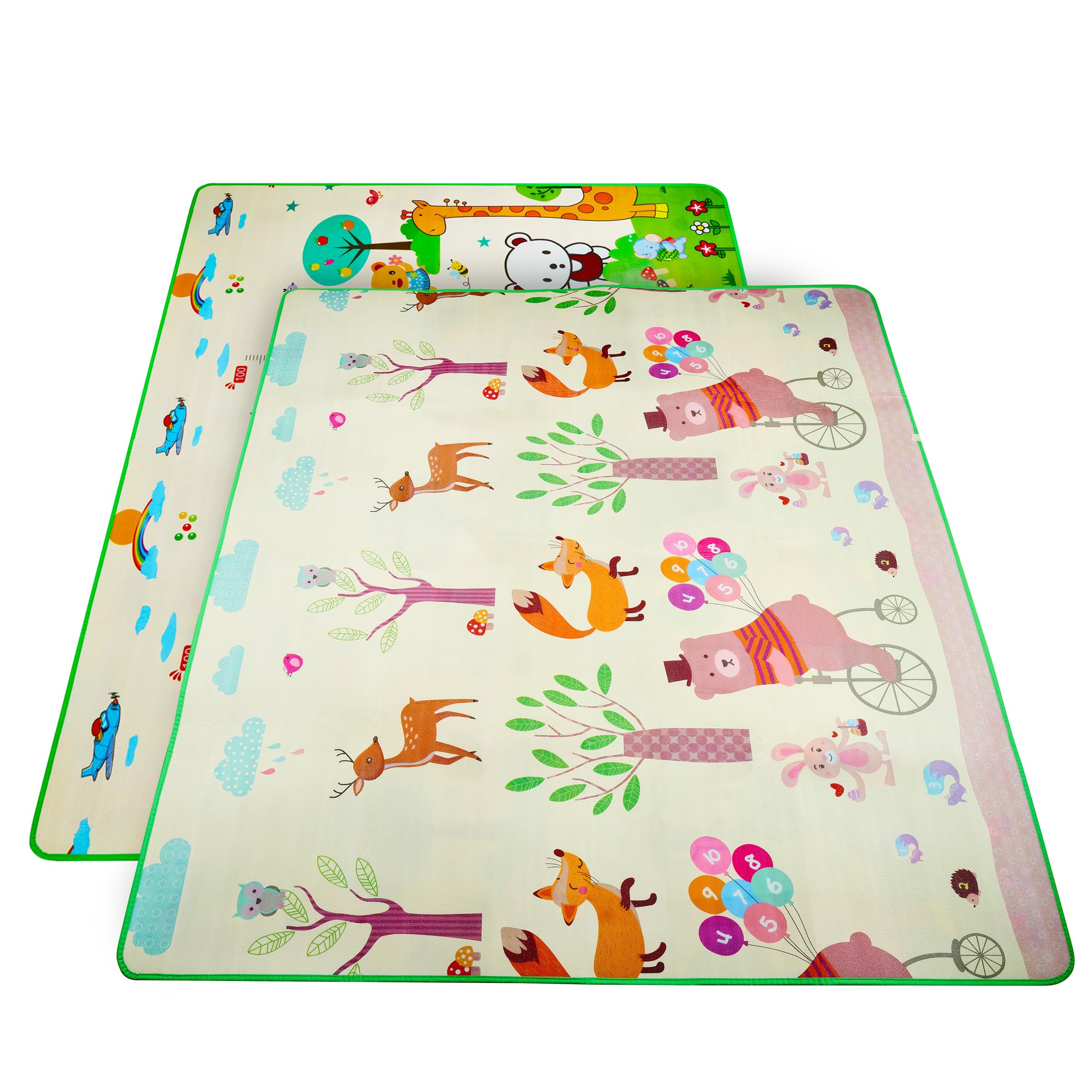 ADEPTNA Large Kids Crawling Play Mat Double Side Soft Foam Play Learning Indoor Outdoor Child Toddler Baby Mat with Storage Bag Included (Animal)