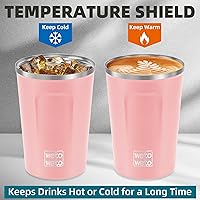 Vista 75 de WETOWETO Taza de viaje de 12 onzas, taza de café reutilizable aislada con tapa a prueba de fugas, taza de café de viaje de acero inoxidable, taza