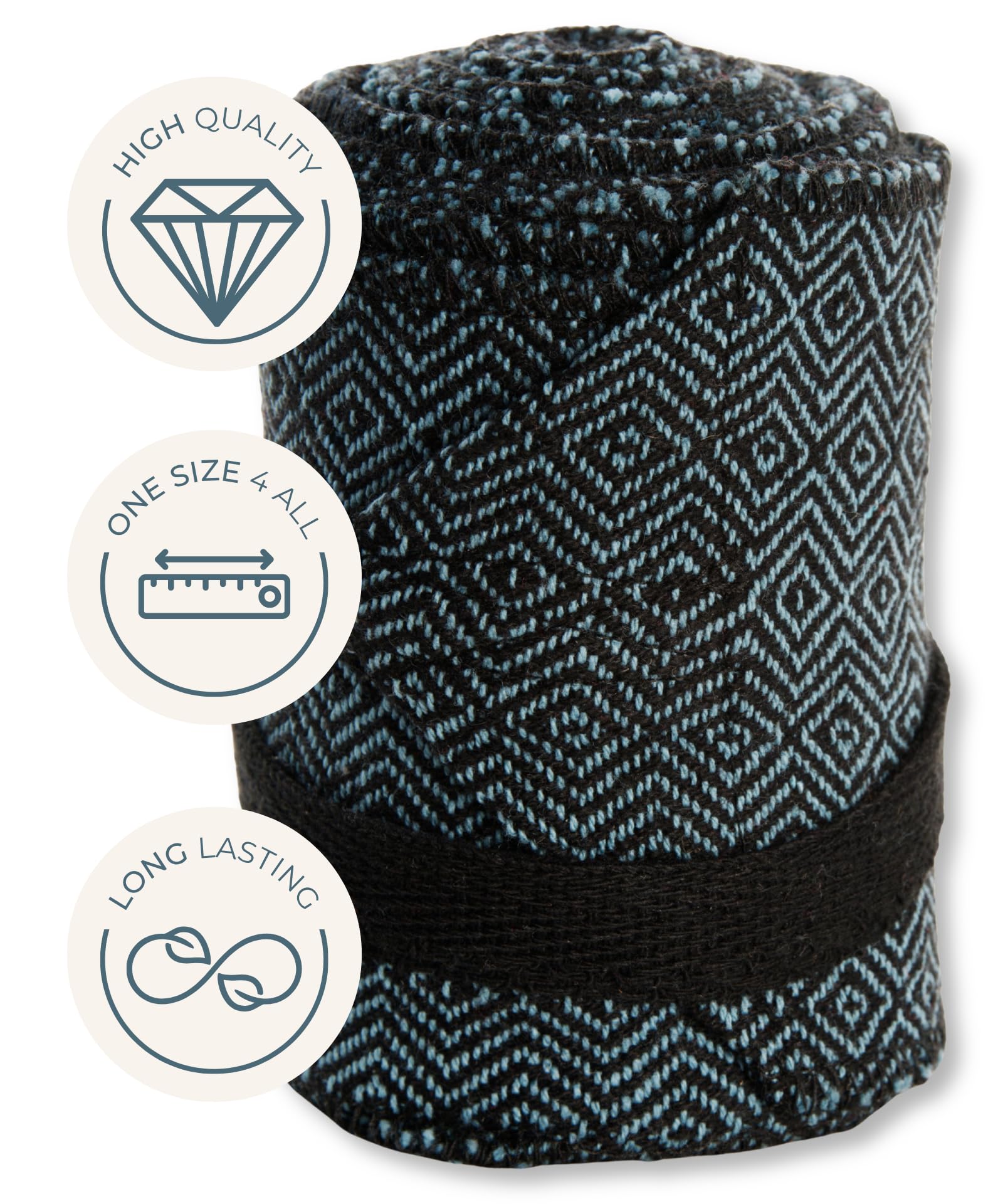 Fascia per polpaccio vichinga, motivo Winingas, 100% cotone, 1 paio (2 pezzi), modello: Hodur, motivo a rombi, blu/nero