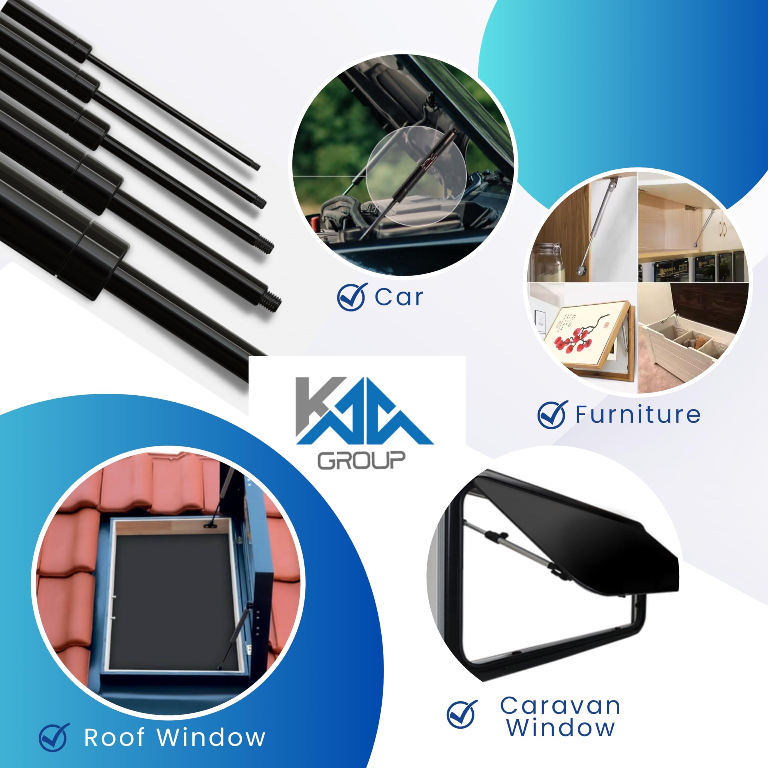 Universal Gas Struts Spring Eyelet | 100-1000 Newton | Length Options 200 mm to 900 mm | Heavy-Duty | Lift Support System (200MM, 200 N) - 5