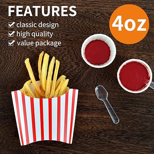 Miniatura 10 de Paquete de 100 recipientes negros de 4 onzas para papas fritas  Pequeñas cajas de papas fritas desechables  Cajas de papel kraft para llevar para