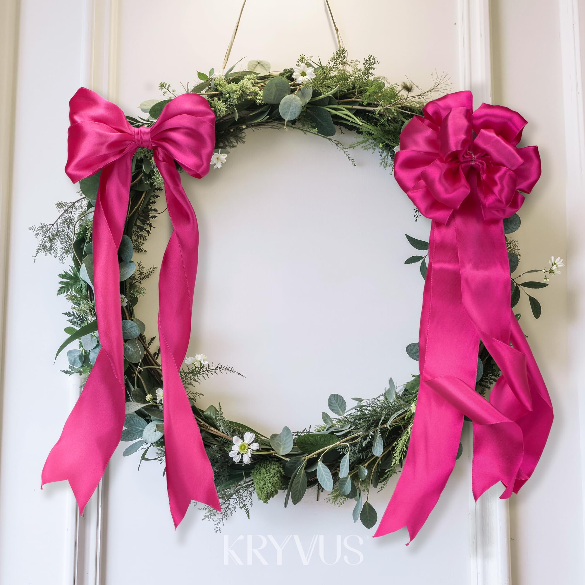 Kryvus Hot Pink Satin Wired Ribbon, 63mm X Continuous 9M Luxury Double Faced Satin Wire Edge Ribbon for Gift Wrapping, Wreaths, Flower Bouquet, Wedding Decorations, Home Decor - Image 3