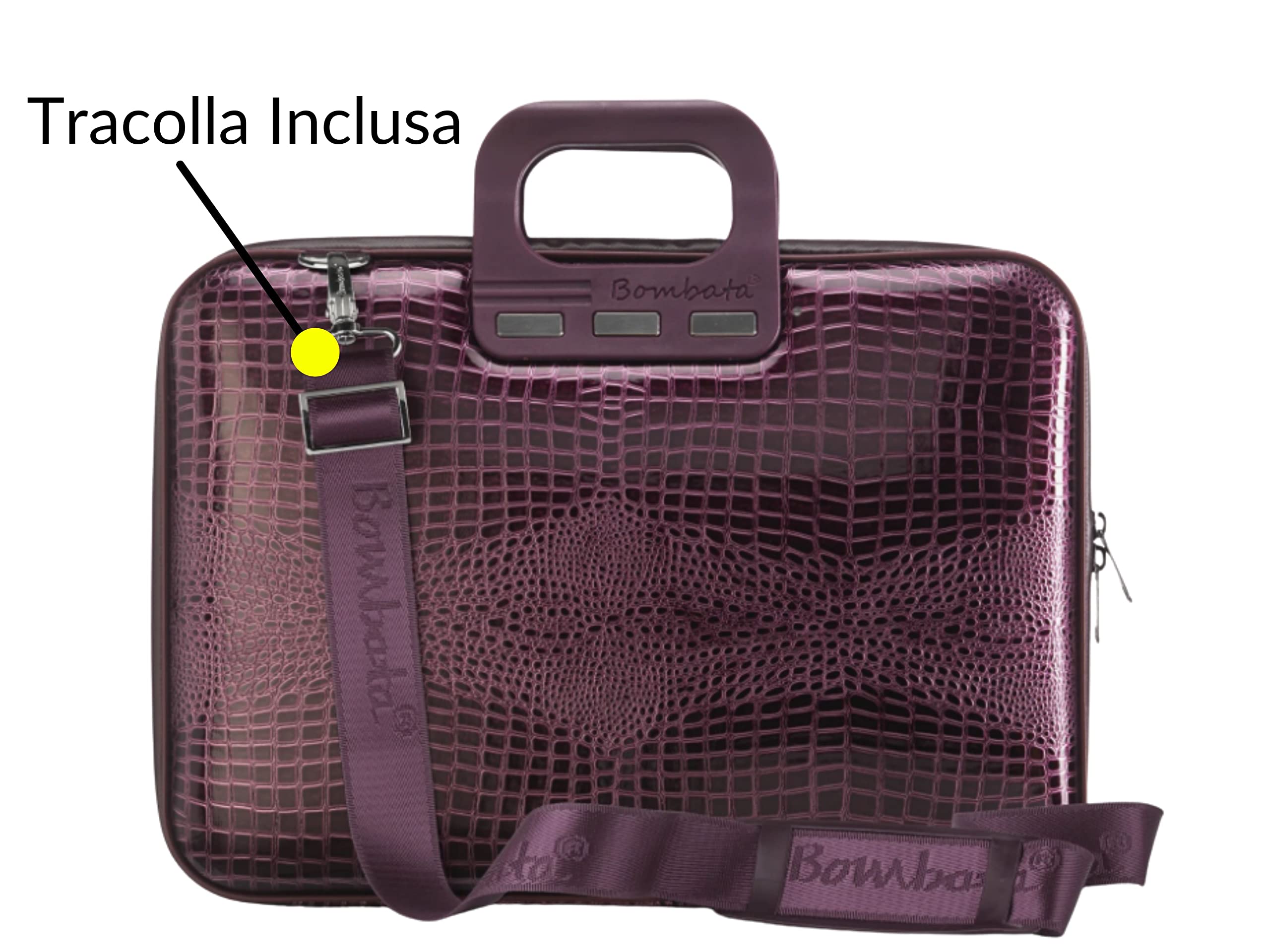 Bombata Shiny Cocco - Borsa Porta Computer con Tracolla, Elegante e Funzionale, Unisex, 100% Vegan, per Professionisti e Studenti, Viola Scuro - 13/14 Pollici