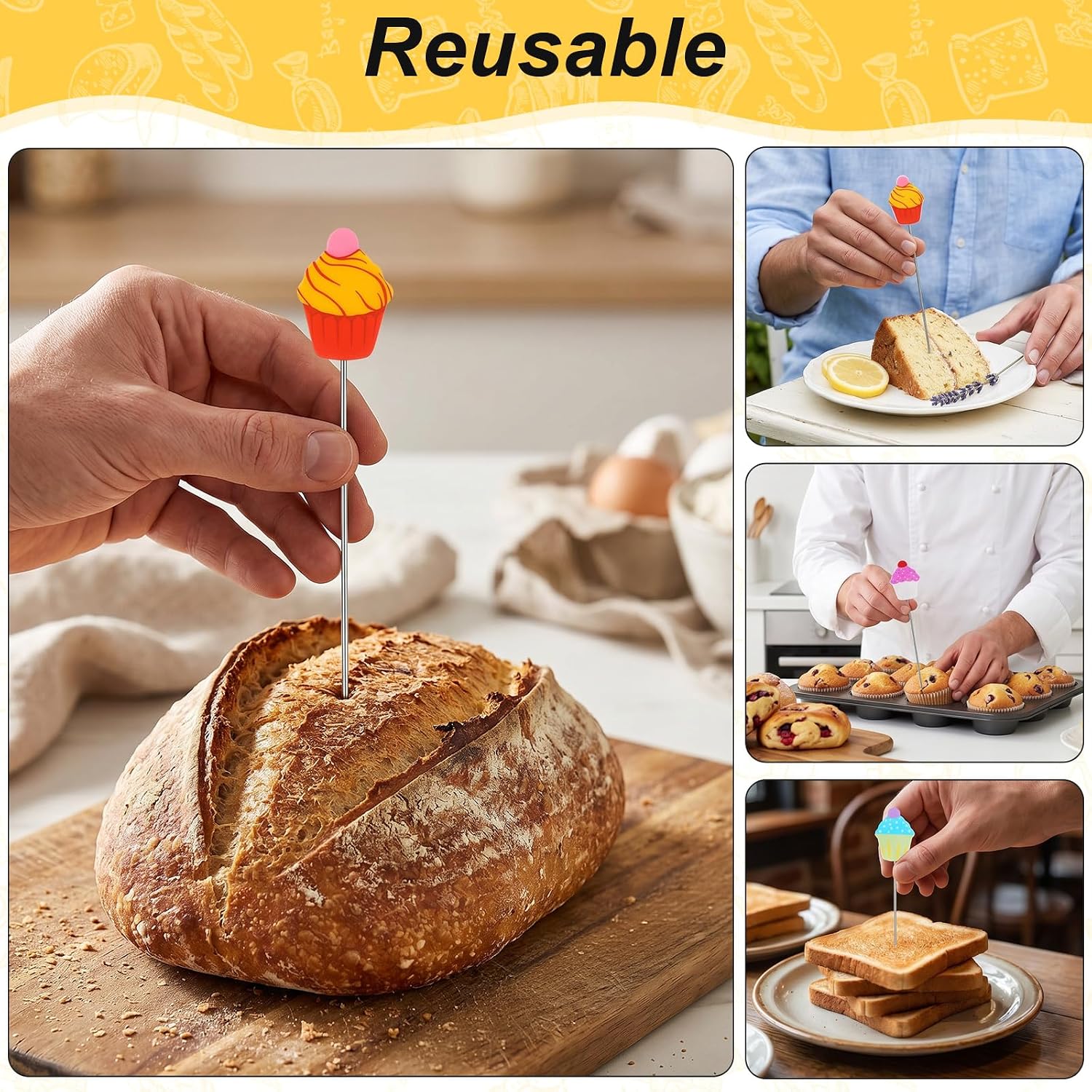 Amaxiu 9Pcs Cake Test for Baking, Stainless Steel Cake Testing Sticks