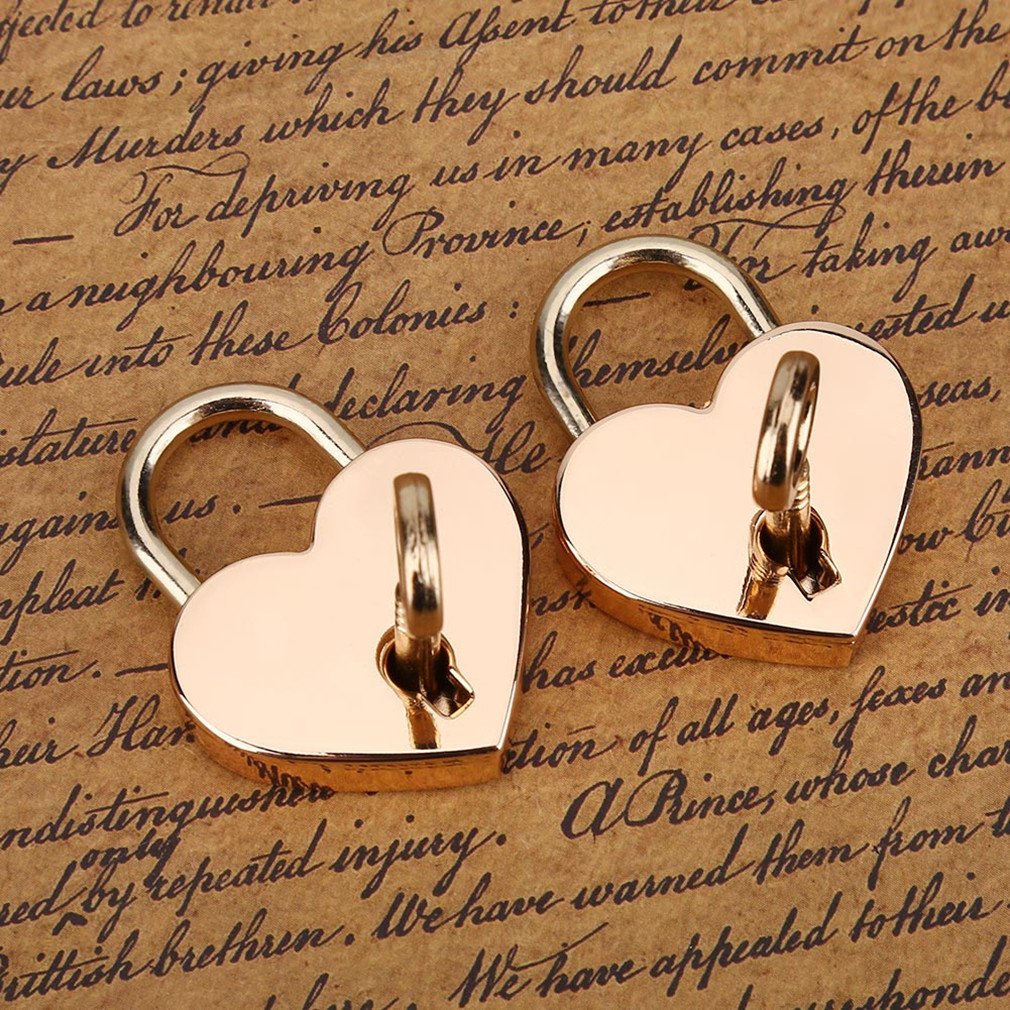 Padlock with Key 2Pack, Heart-Shaped Skeleton Key Lock Set,Zinc