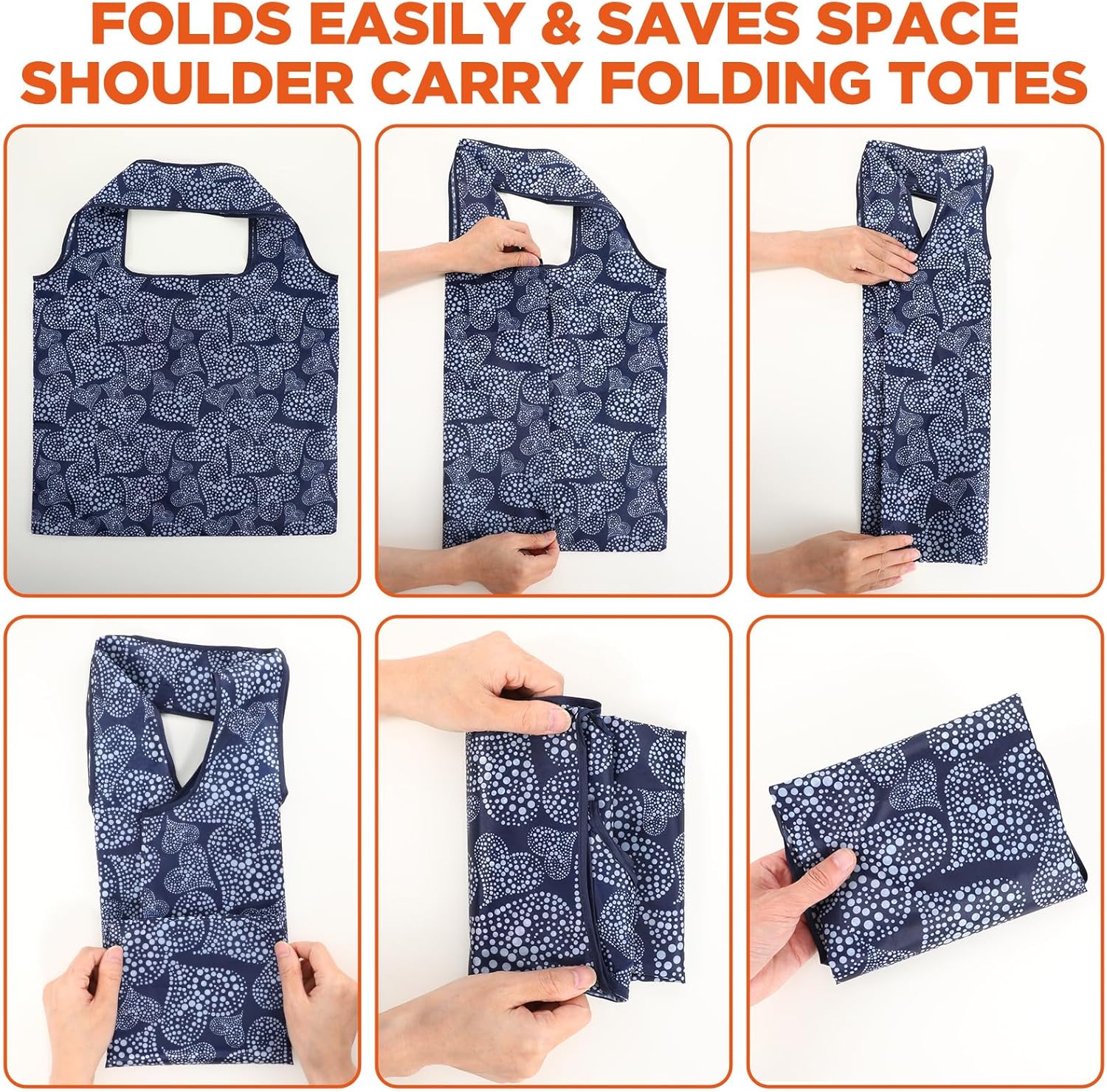 MAQUITA 16 Pieces Reusable Grocery Bags Polyester Shopping Bags for Groceries Multi Colors Reusable Foldable Shopping Tote - Image 4